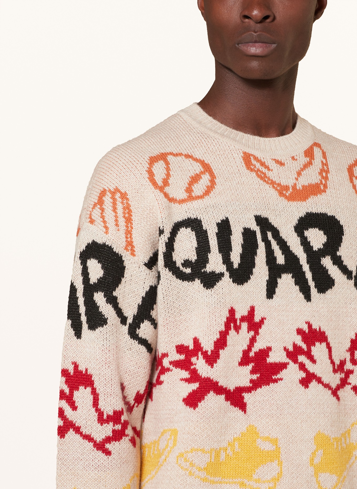 DSQUARED2 Sweater with alpaca, Color: BEIGE/ RED/ BLACK (Image 4)