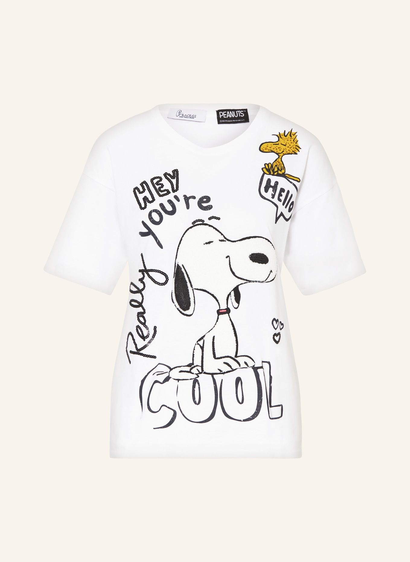 Princess GOES HOLLYWOOD T-shirt with decorative gems and sequins, Color: WHITE (Image 1)