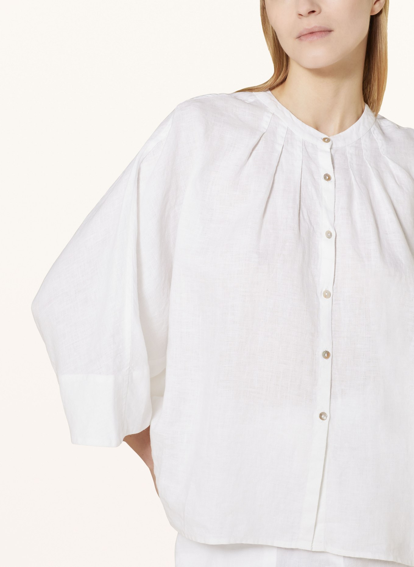 Princess GOES HOLLYWOOD Oversized blouse made of linen with 3/4 sleeves, Color: WHITE (Image 4)