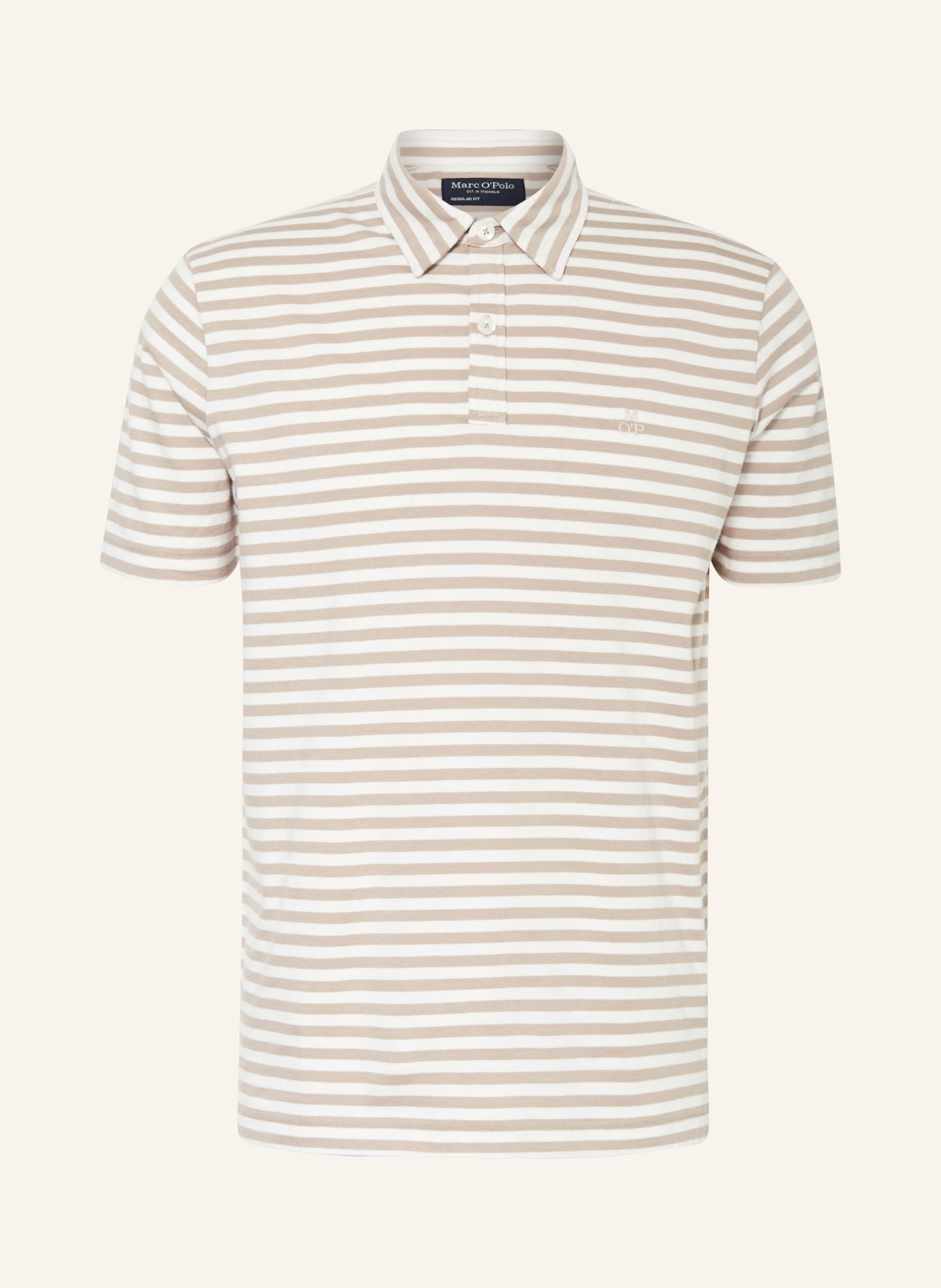 Marc O'Polo Jersey-Poloshirt Regular Fit, Farbe: WEISS/ HELLBRAUN (Bild 1)