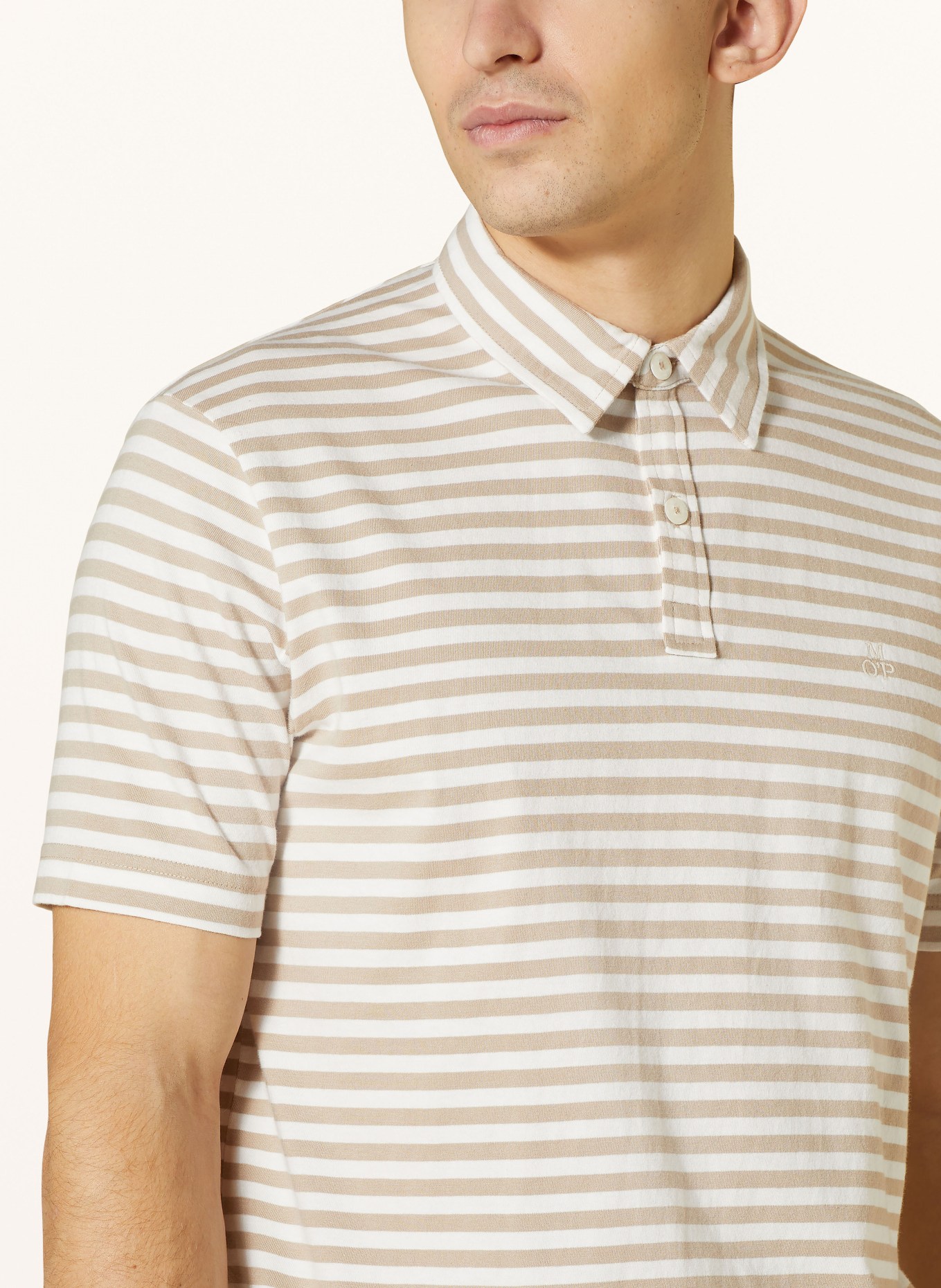 Marc O'Polo Jersey-Poloshirt Regular Fit, Farbe: WEISS/ HELLBRAUN (Bild 4)