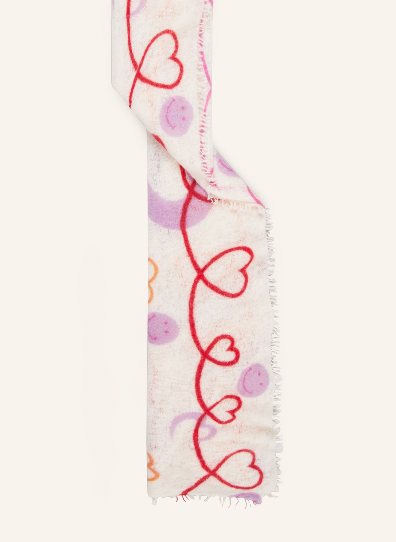 PURSCHOEN Cashmere scarf, Color: CREAM/ LIGHT PURPLE/ RED (Image 2)