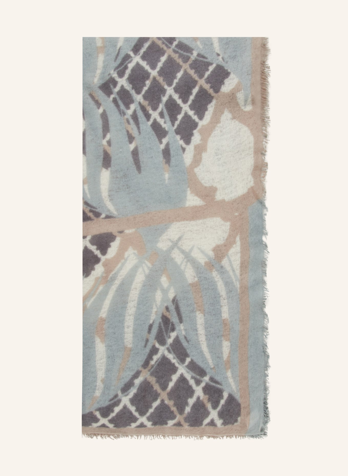 PURSCHOEN Cashmere scarf, Color: BLUE GRAY/ BEIGE/ ECRU (Image 1)