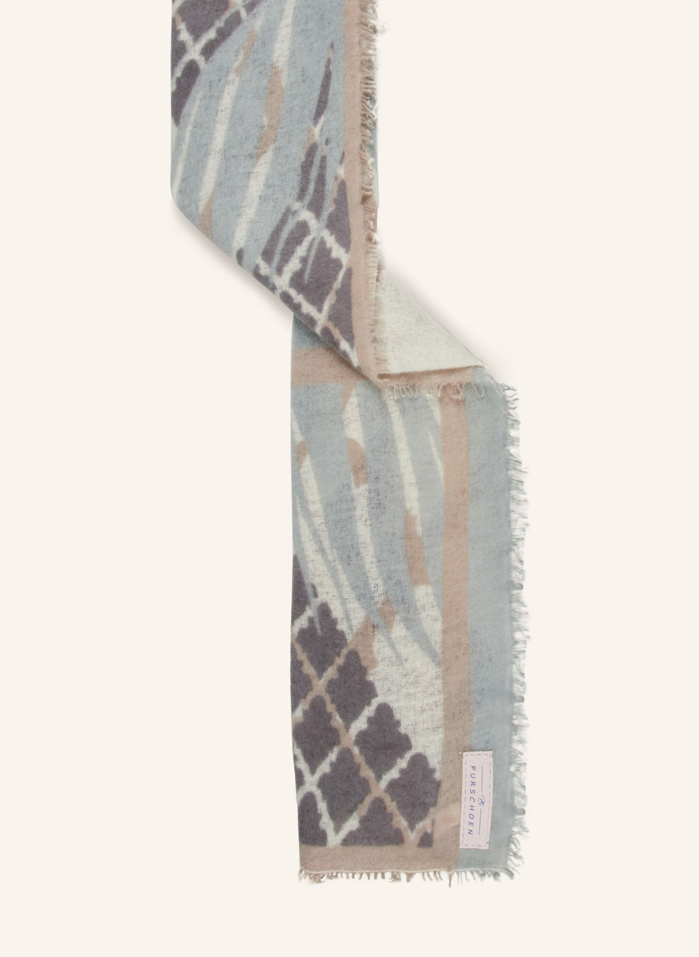 PURSCHOEN Cashmere scarf, Color: BLUE GRAY/ BEIGE/ ECRU (Image 2)