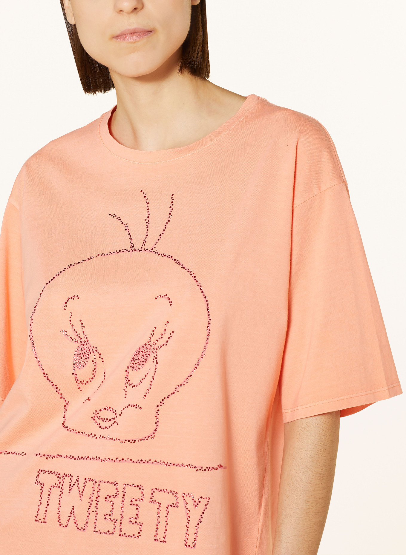 FrogBox T-shirt z obszyciem ozdobnymi kamykami, Kolor: POMARAŃCZOWY (Obrazek 4)