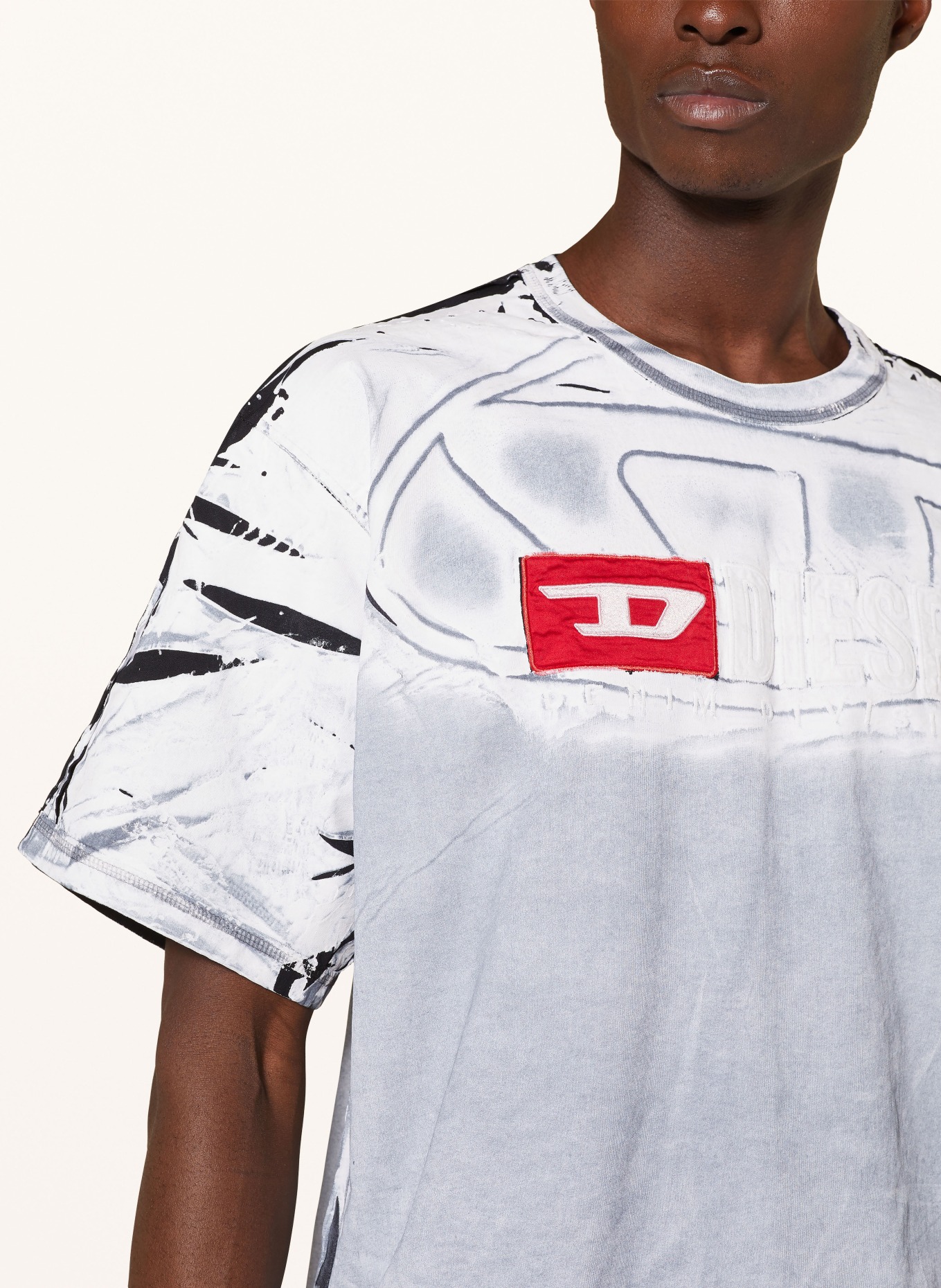 DIESEL T-shirt T-OX, Color: GRAY/ WHITE/ BLACK (Image 4)