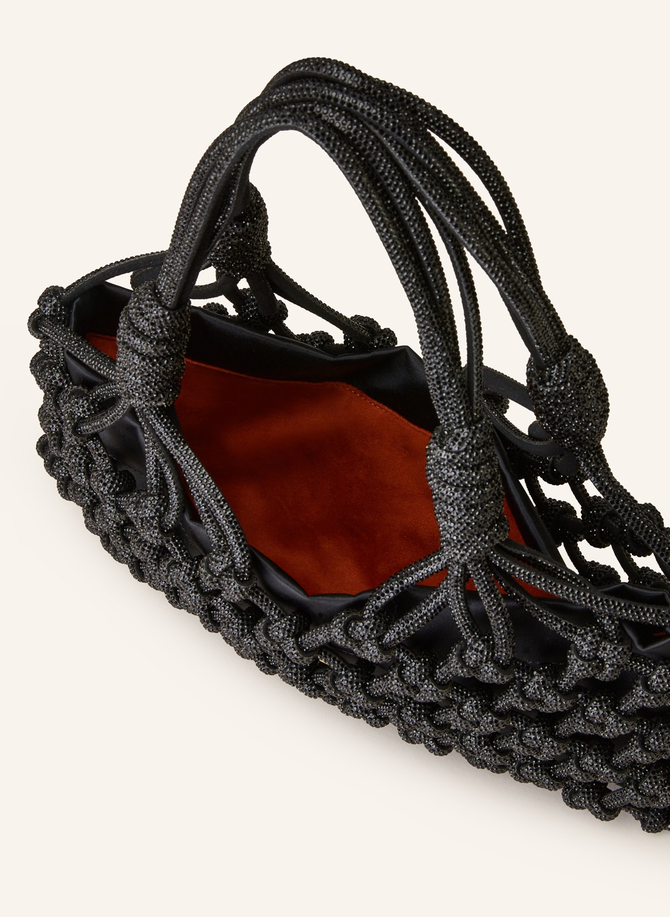 HIBOURAMA Handbag LOLA BAGUETTE with pouch and decorative gems, Color: BLACK (Image 3)