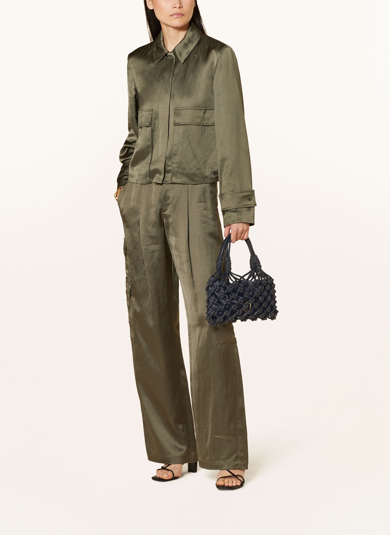 HIBOURAMA Handtasche LOLA BAGUETTE mit Pouch und Schmucksteinen, Farbe: SCHWARZ (Bild 4)