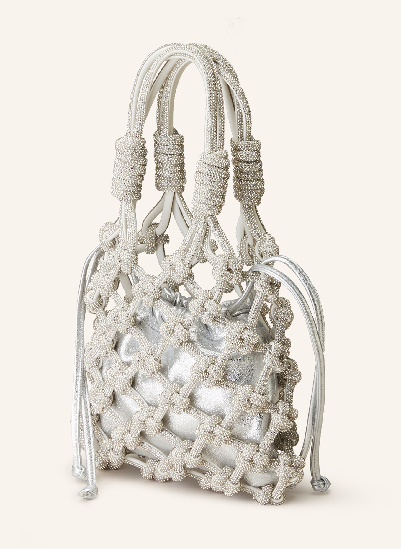 HIBOURAMA Handbag LOLA with pouch and decorative gems, Color: SILVER (Image 2)