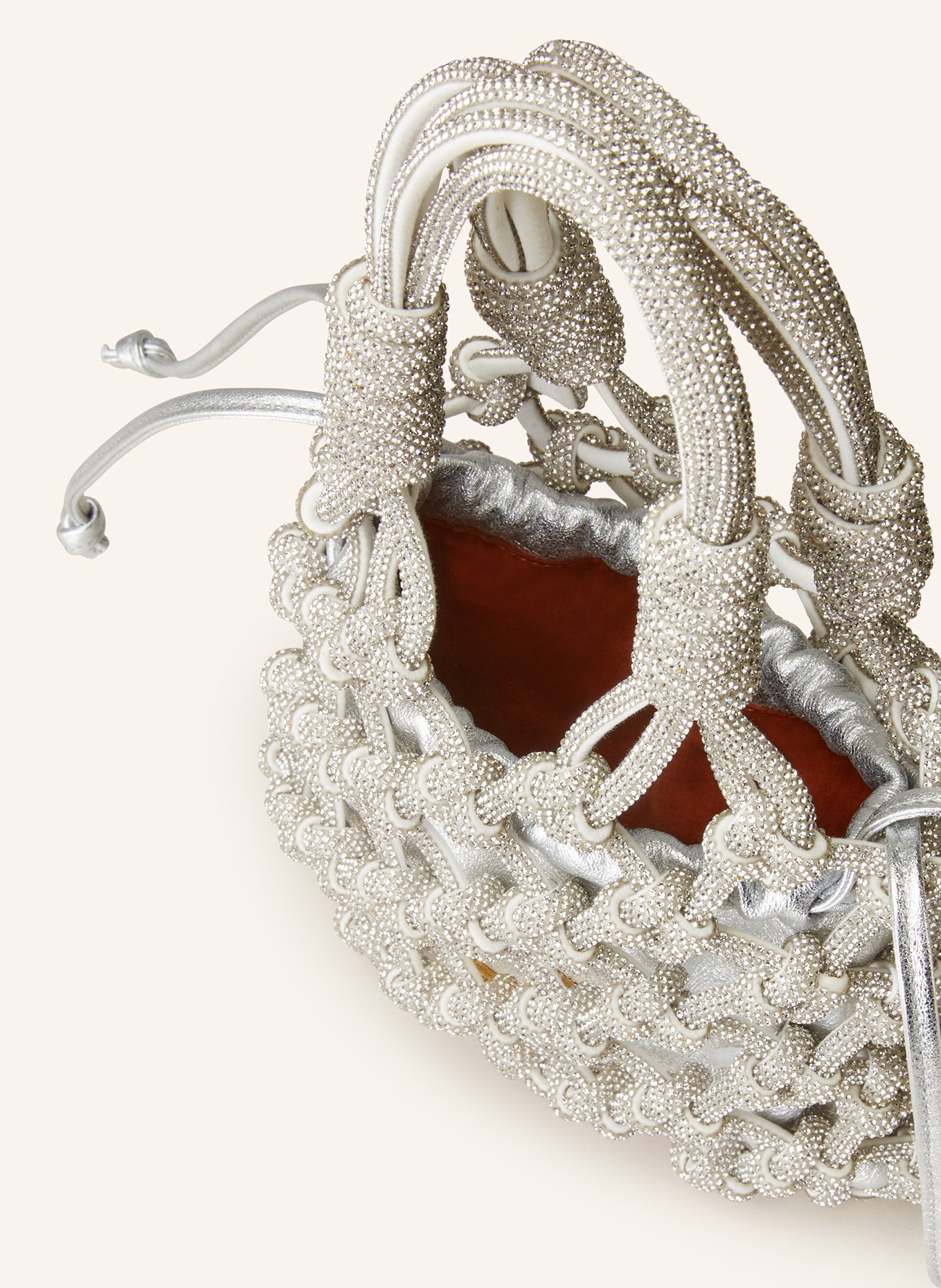 HIBOURAMA Handbag LOLA with pouch and decorative gems, Color: SILVER (Image 3)