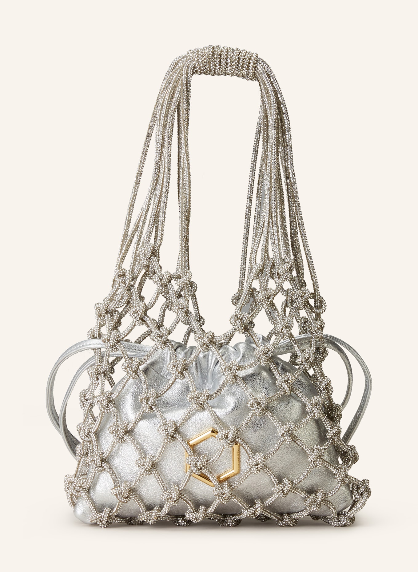 HIBOURAMA Handbag CARRIE with pouch und decorative gems, Color: SILVER (Image 1)