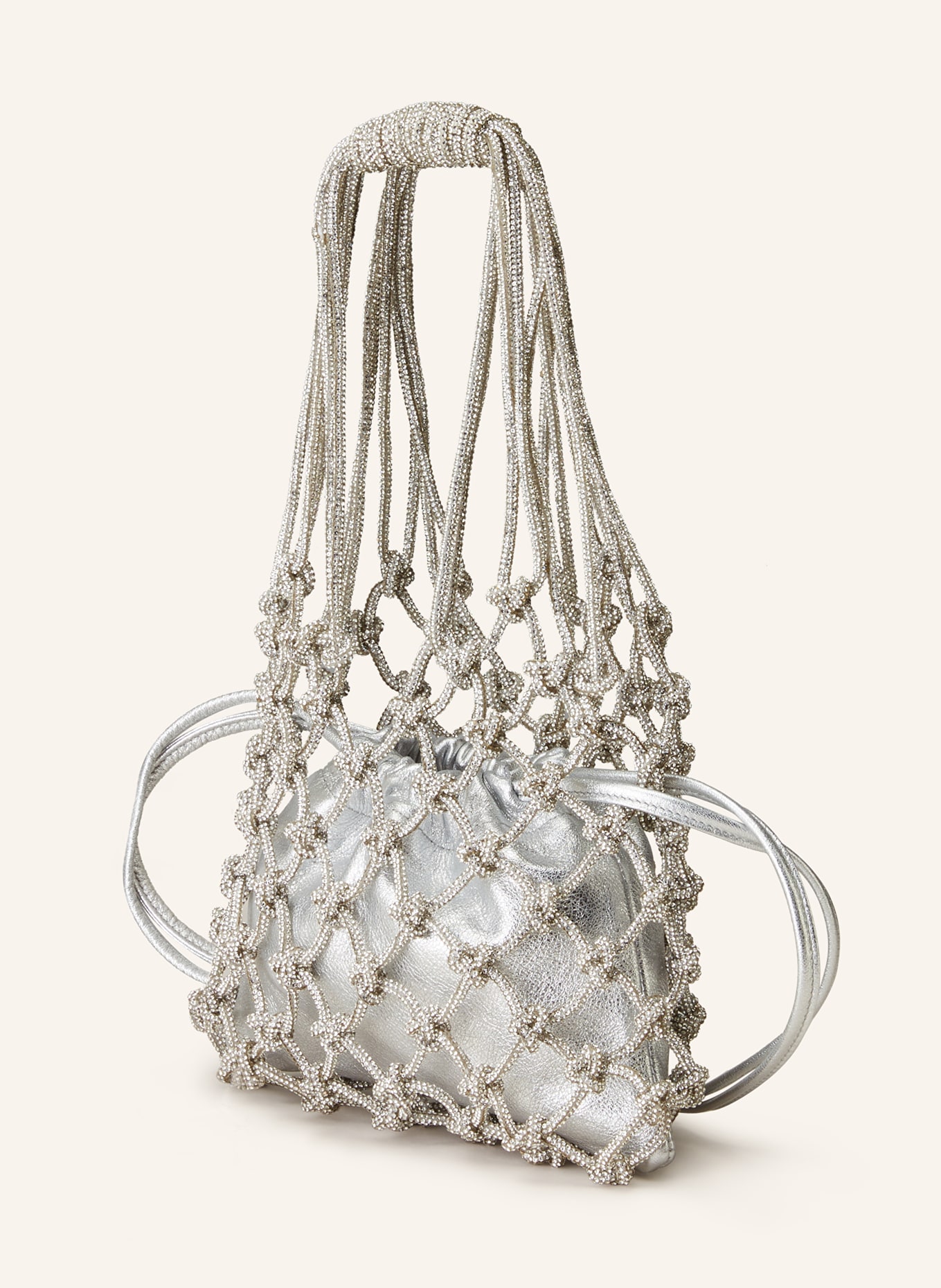 HIBOURAMA Handbag CARRIE with pouch und decorative gems, Color: SILVER (Image 2)