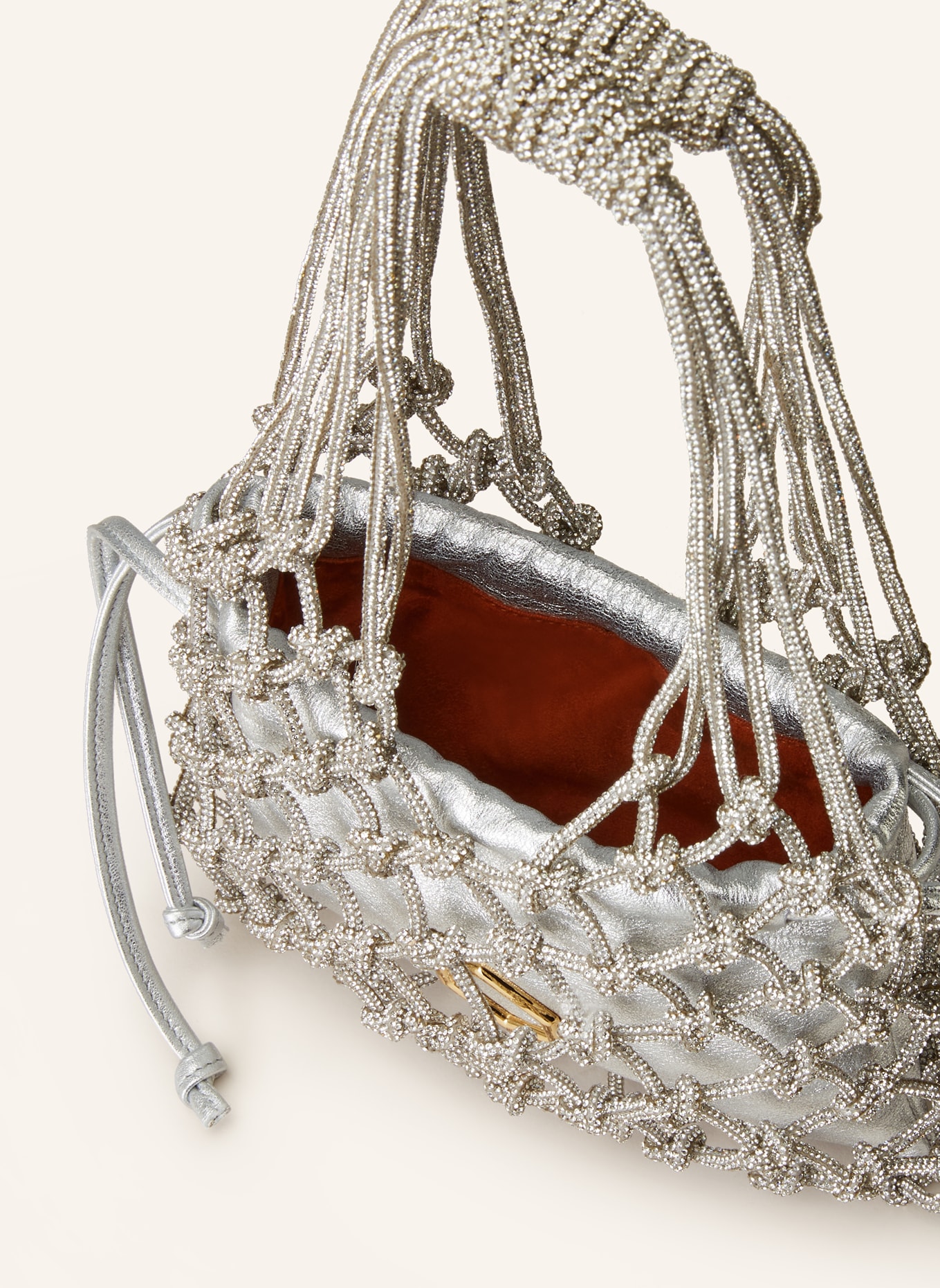 HIBOURAMA Handbag CARRIE with pouch und decorative gems, Color: SILVER (Image 3)