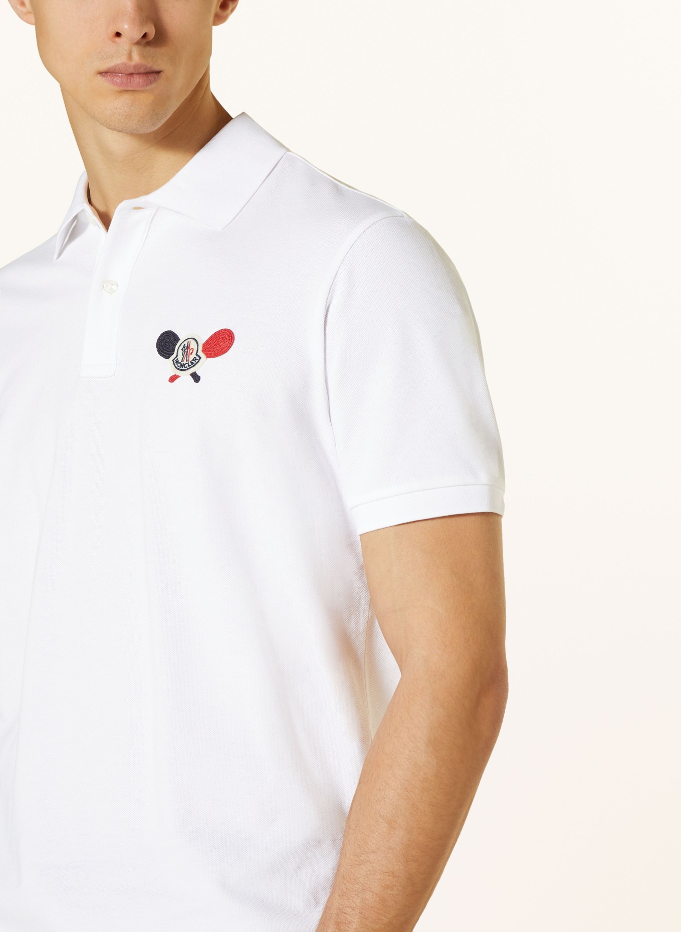 MONCLER Piqué-Poloshirt, Farbe: WEISS (Bild 4)