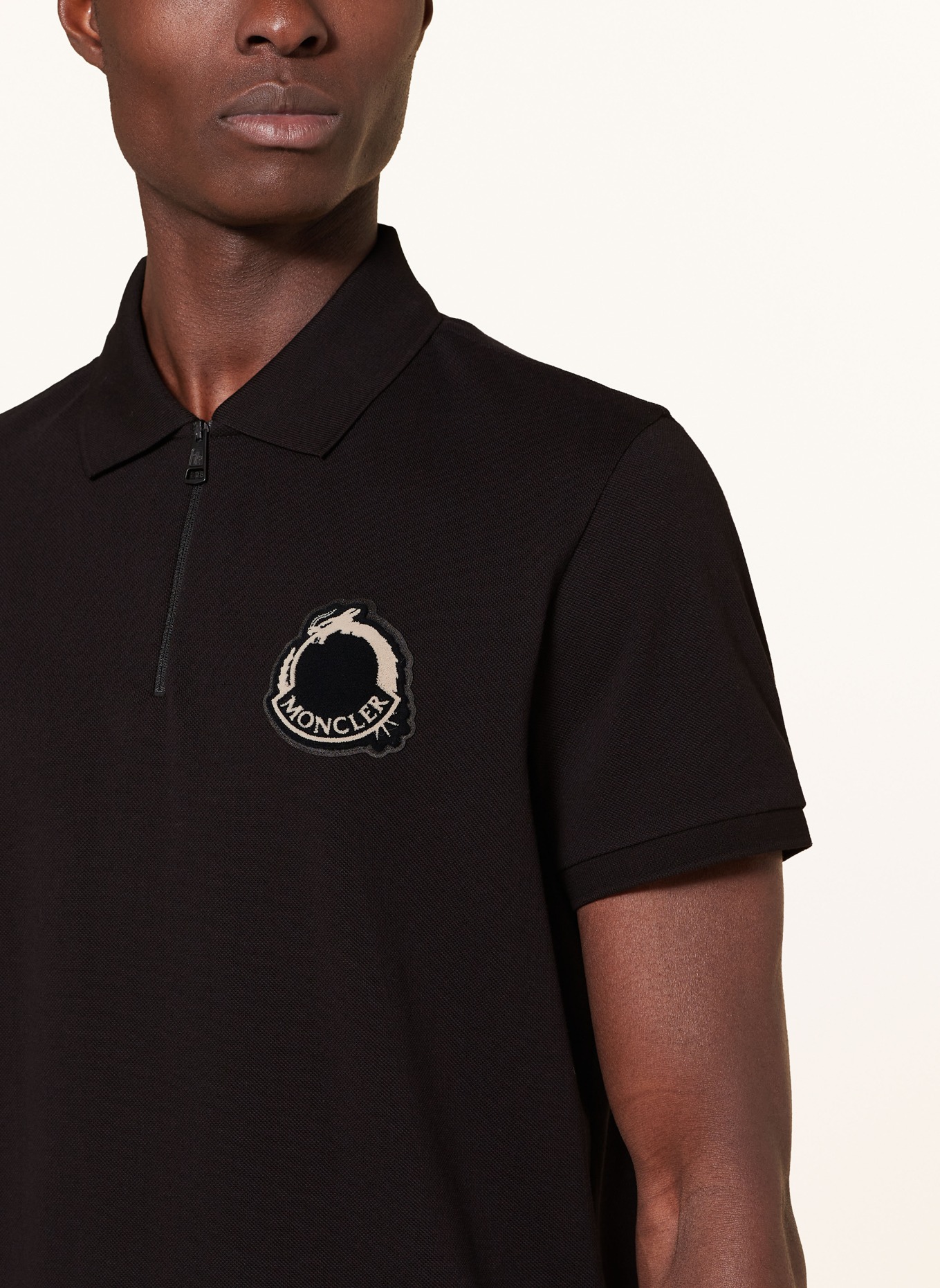 MONCLER Piqué-Poloshirt: SCHWARZ