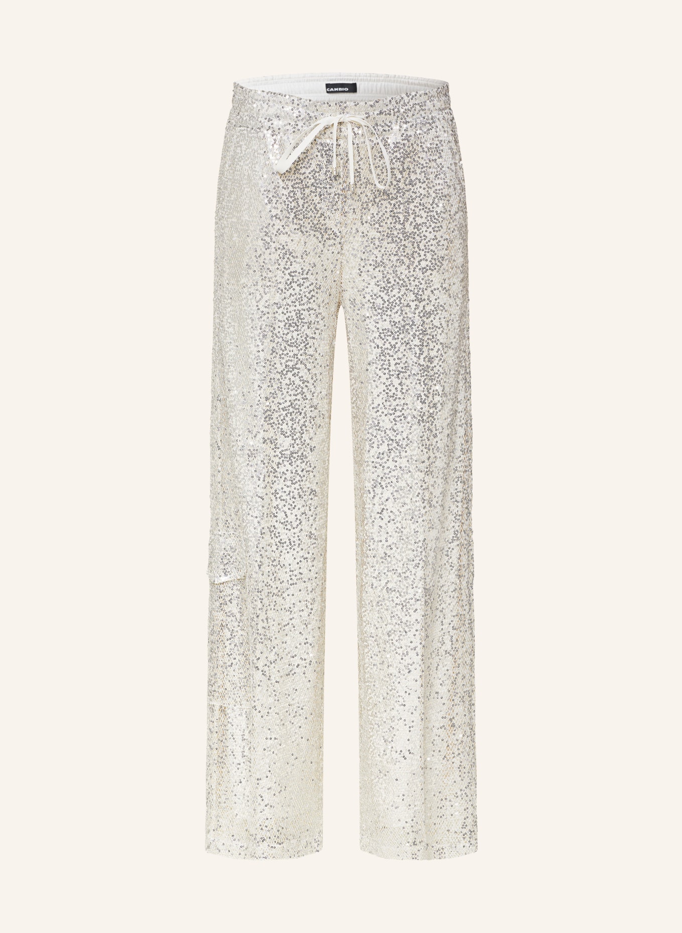 CAMBIO Wide leg trousers with sequins, Color: SILVER (Image 1)