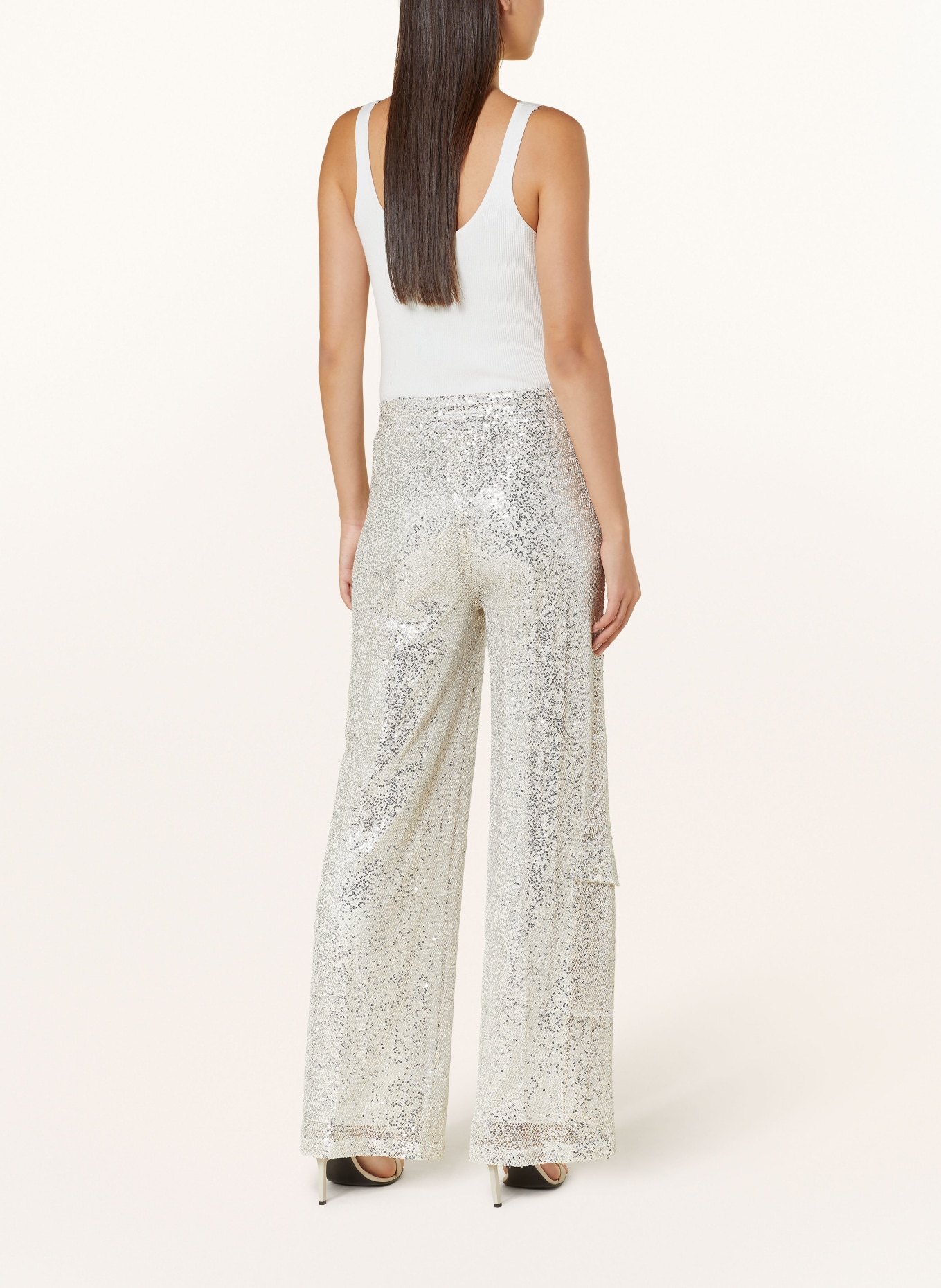 CAMBIO Wide leg trousers with sequins, Color: SILVER (Image 3)