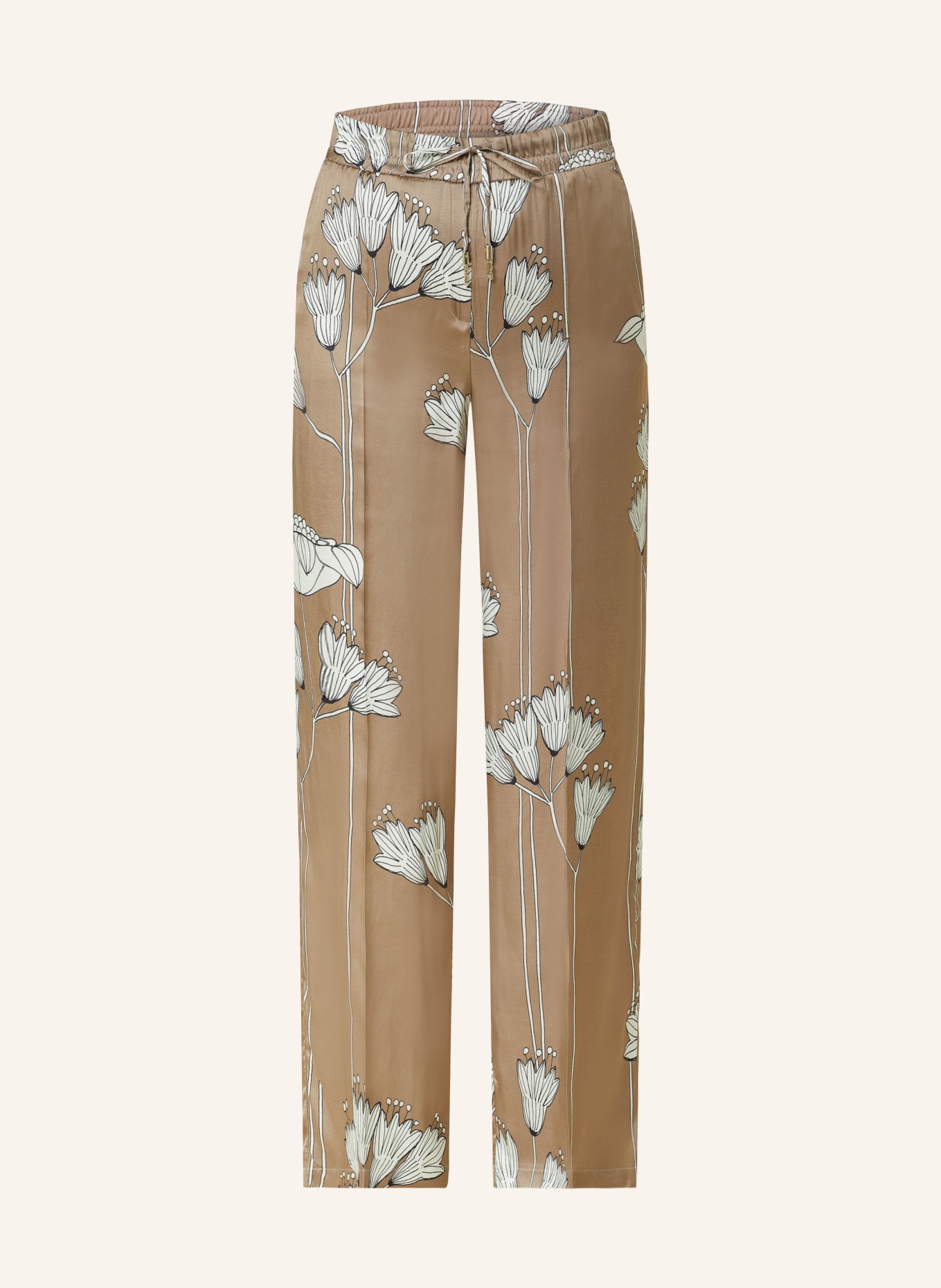 CAMBIO Wide leg trousers AVRIL in satin, Color: LIGHT BROWN/ CREAM (Image 1)
