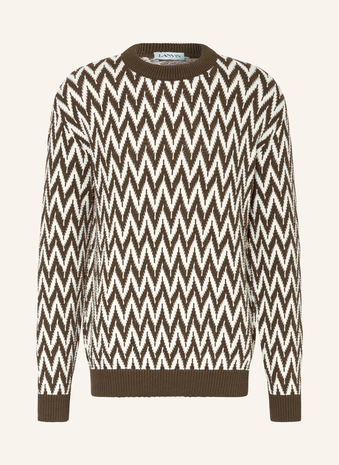 LANVIN Sweater, Color: KHAKI/ WHITE (Image 1)
