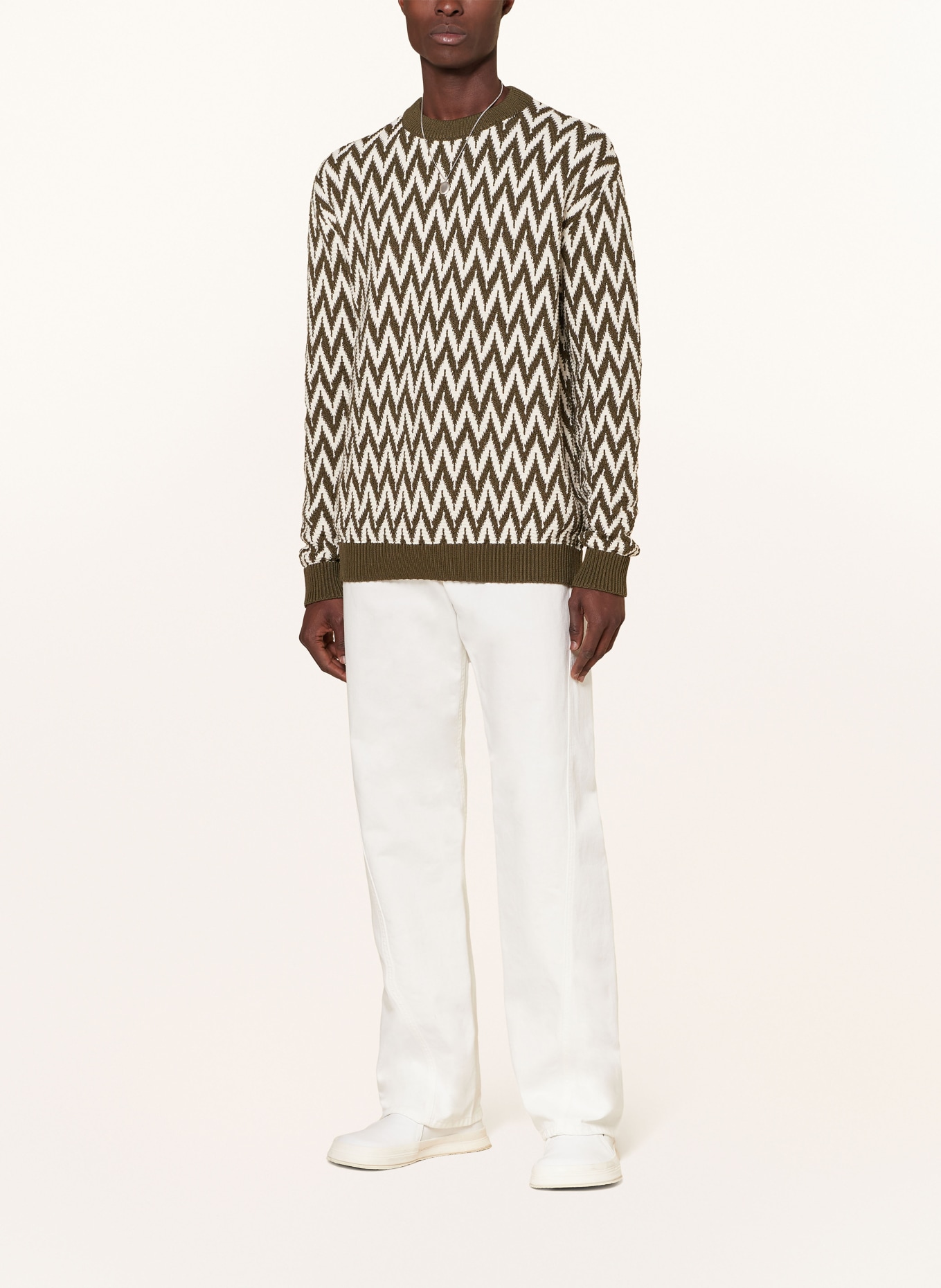 LANVIN Sweater, Color: KHAKI/ WHITE (Image 2)