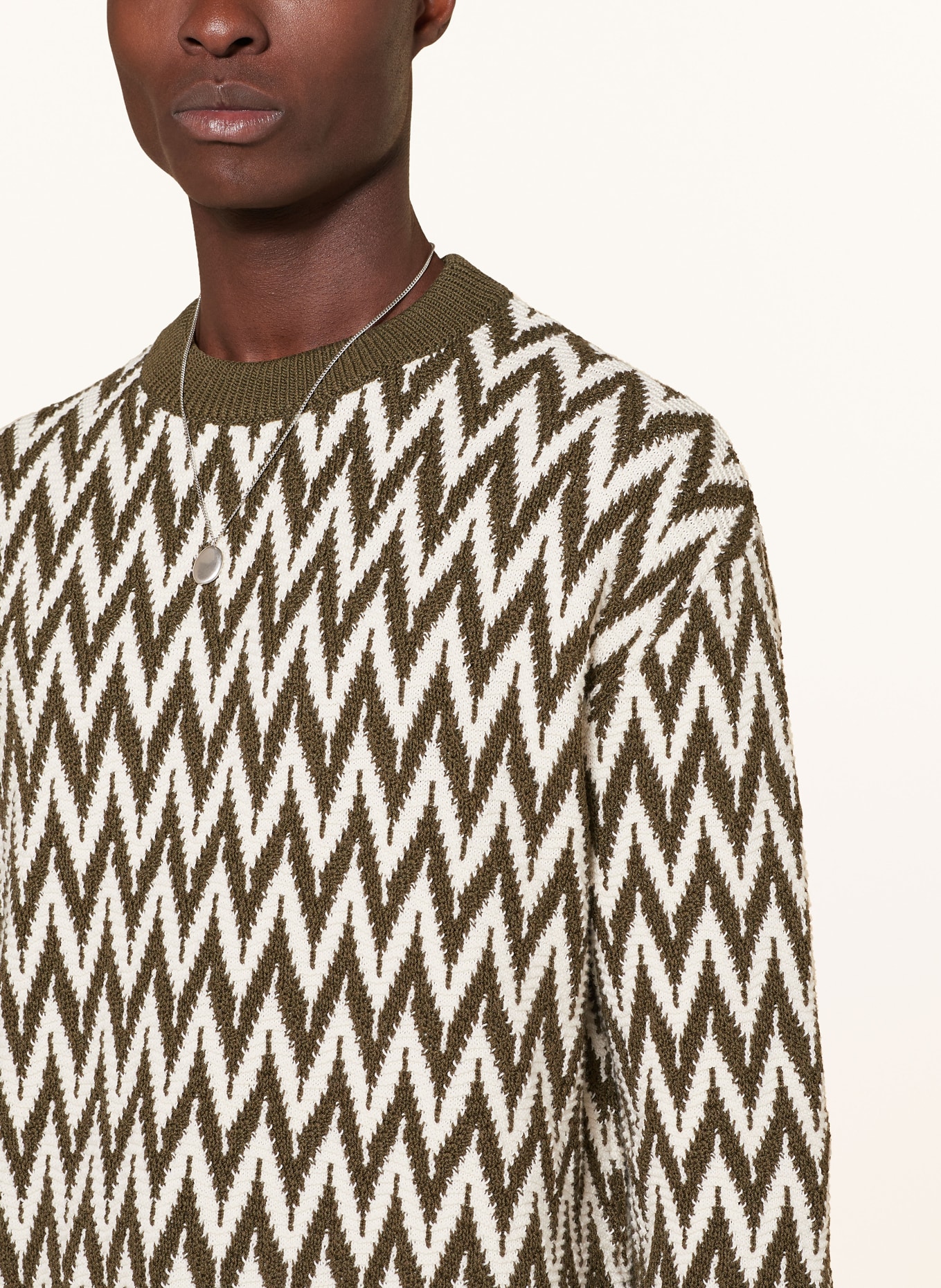 LANVIN Sweater, Color: KHAKI/ WHITE (Image 4)