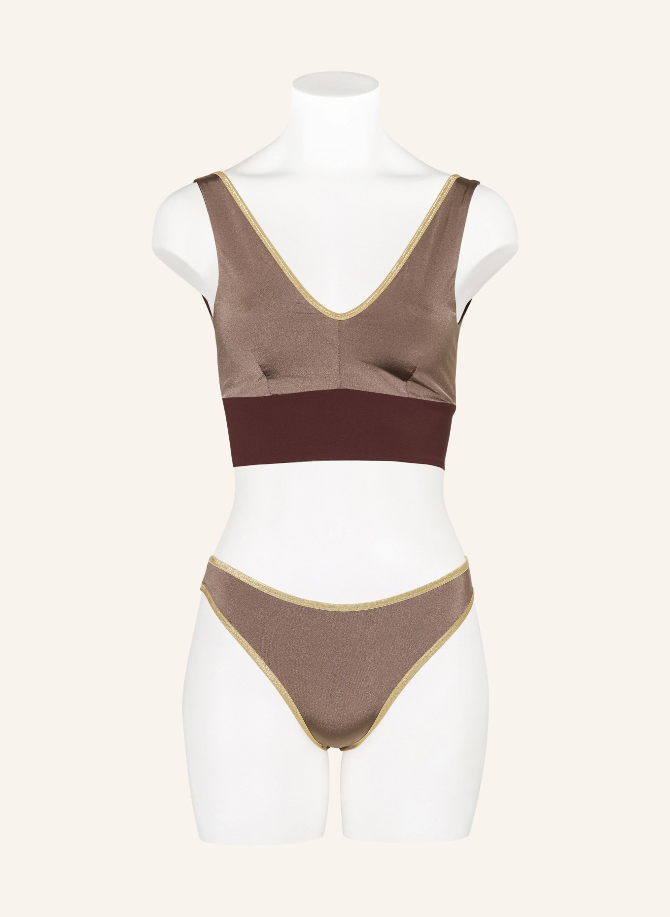 MYMARINI Reversible bralette bikini top SHINE with glitter thread, Color: BROWN (Image 2)