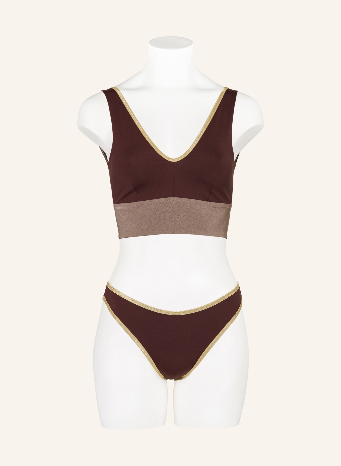 MYMARINI Góra od bikini bustier SHINE, model dwustronny z błyszczącą przędzą, Kolor: BRĄZOWY (Obrazek 4)