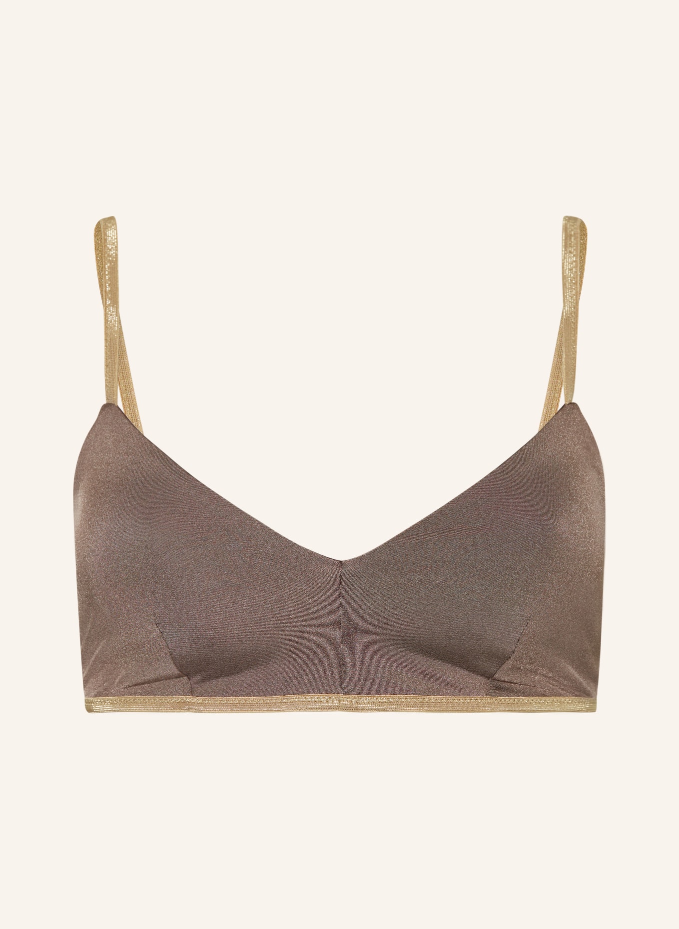 MYMARINI Reversible bralette bikini top CLASSIC SHINE with glitter thread, Color: LIGHT BROWN (Image 1)