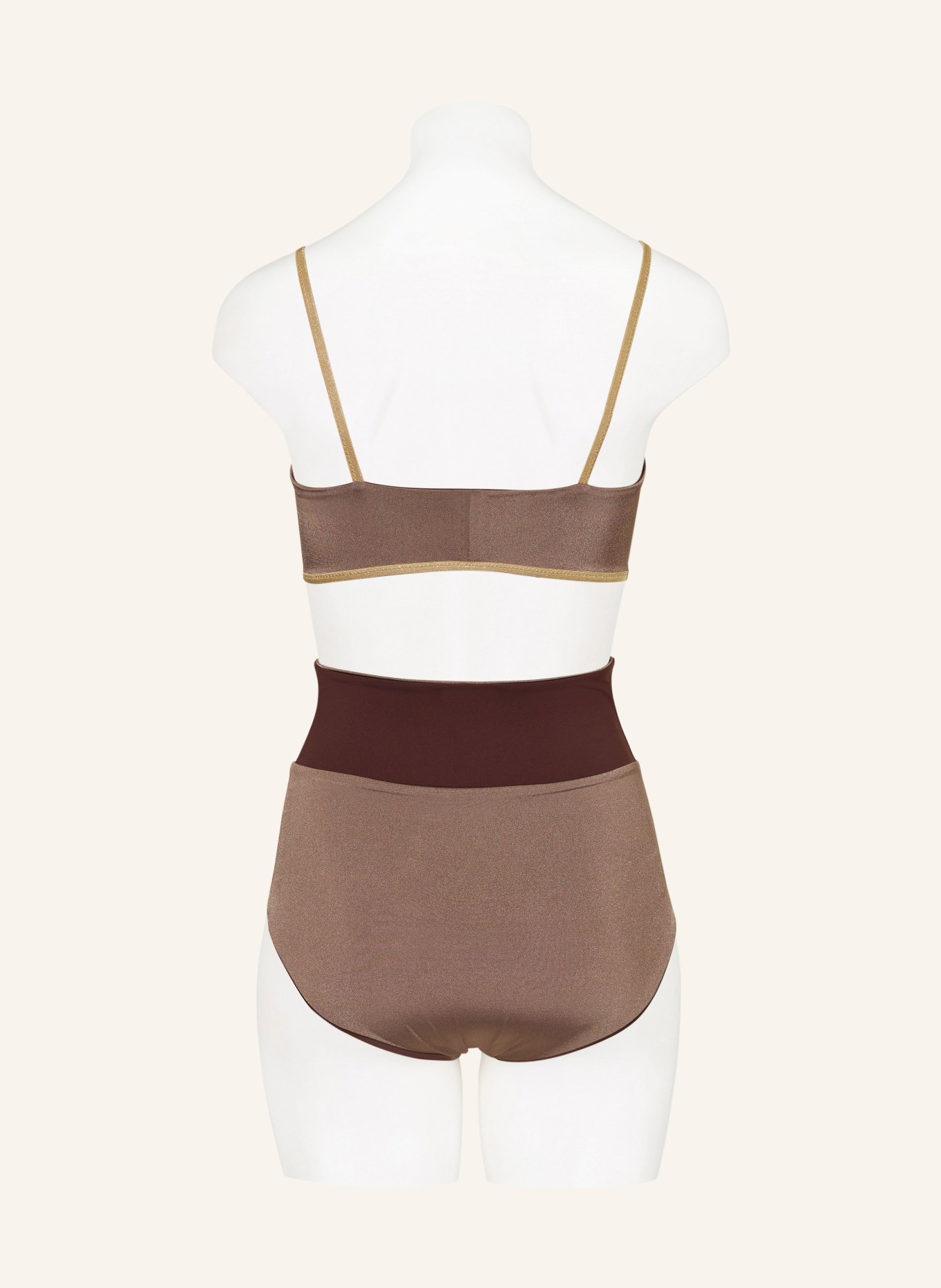 MYMARINI Reversible bralette bikini top CLASSIC SHINE with glitter thread, Color: LIGHT BROWN (Image 3)