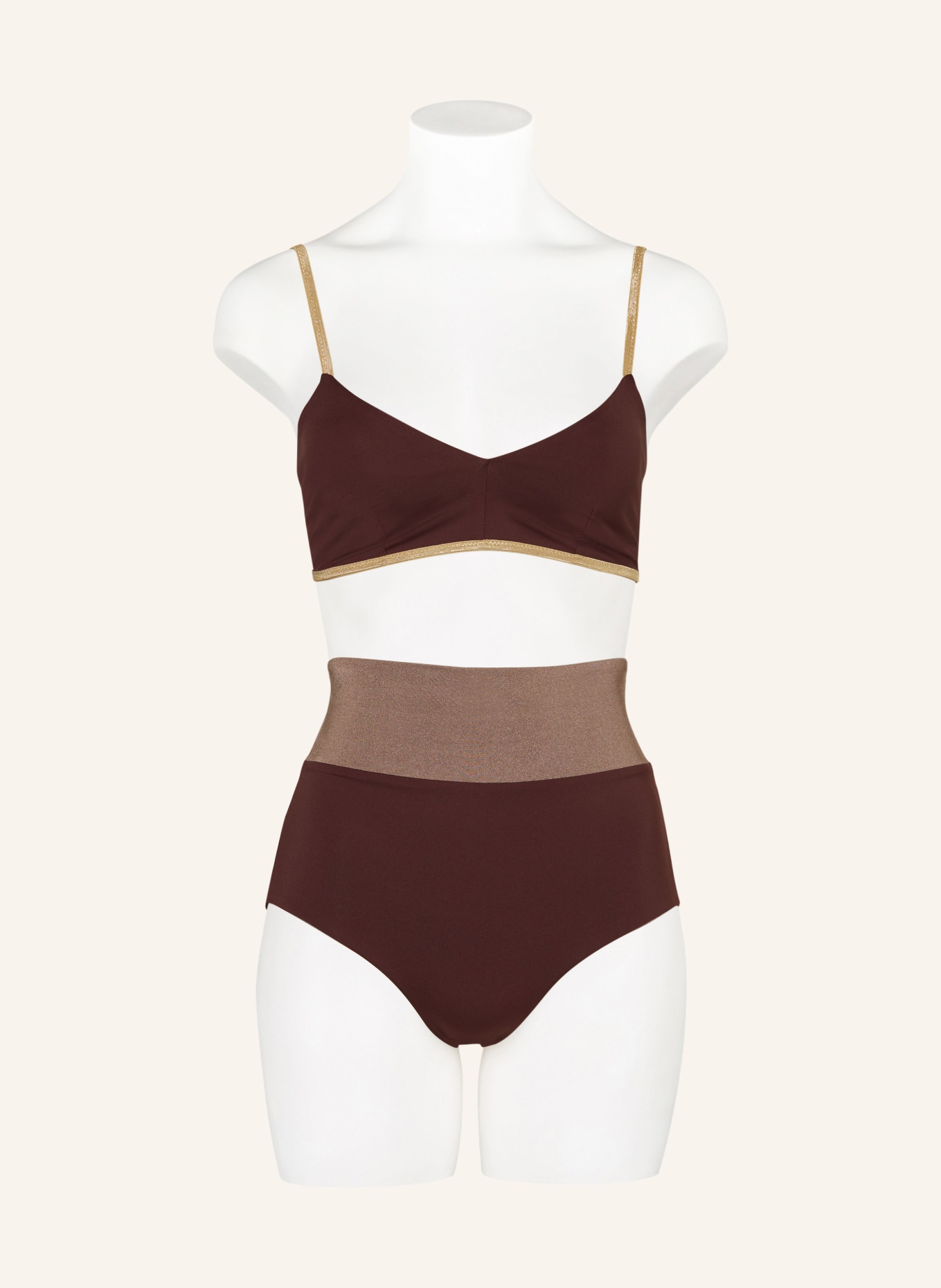 MYMARINI Bralette-Bikini-Top CLASSIC SHINE zum Wenden mit UV-Schutz 50+, Farbe: HELLBRAUN (Bild 4)