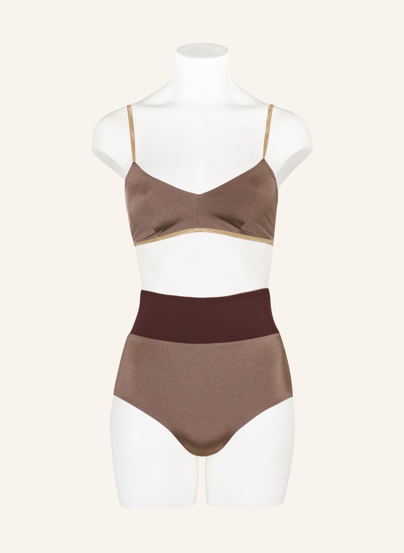 MYMARINI High-waist bikini bottoms SHINE reversible, Color: LIGHT BROWN (Image 2)