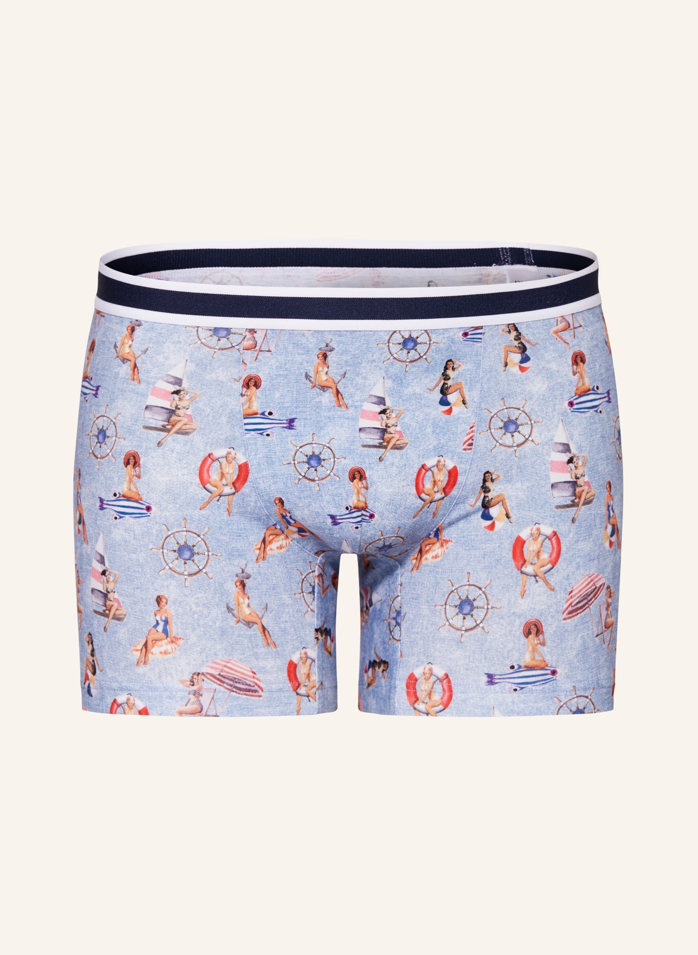 mey Boxer shorts series PIN UP GIRLS, Color: LIGHT BLUE (Image 1)