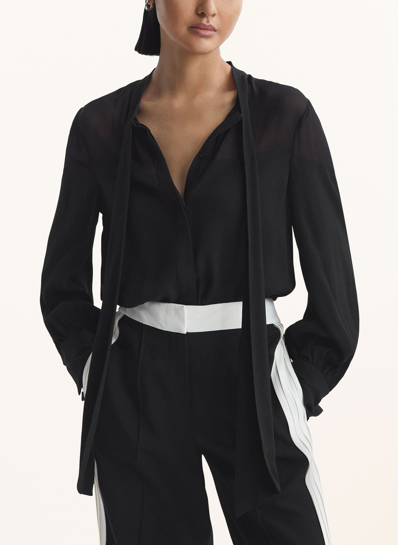 REISS Bow-tie blouse ARINA, Color: BLACK (Image 2)