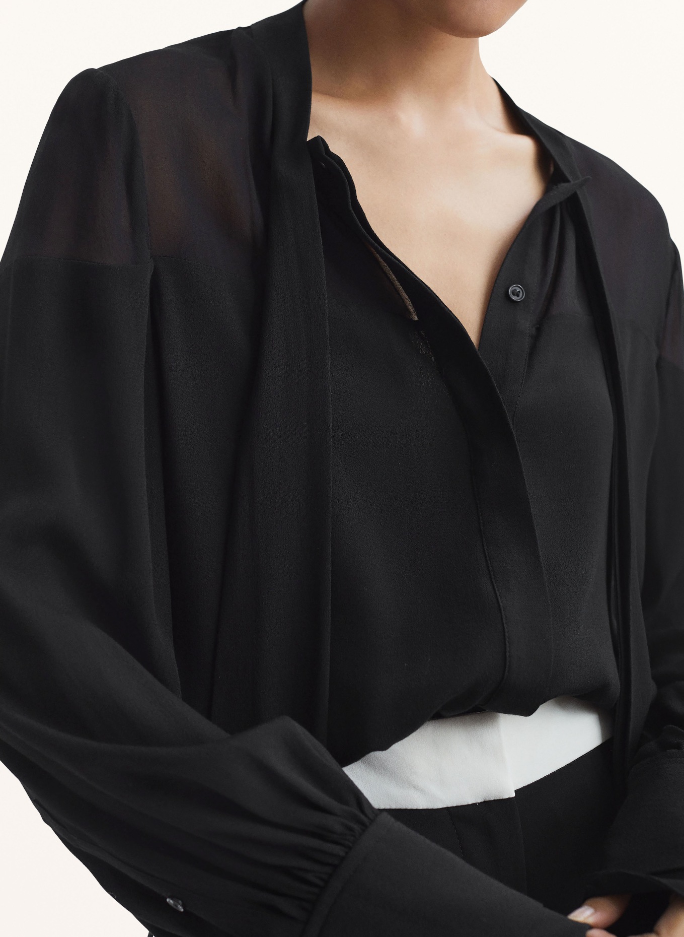REISS Bow-tie blouse ARINA, Color: BLACK (Image 4)