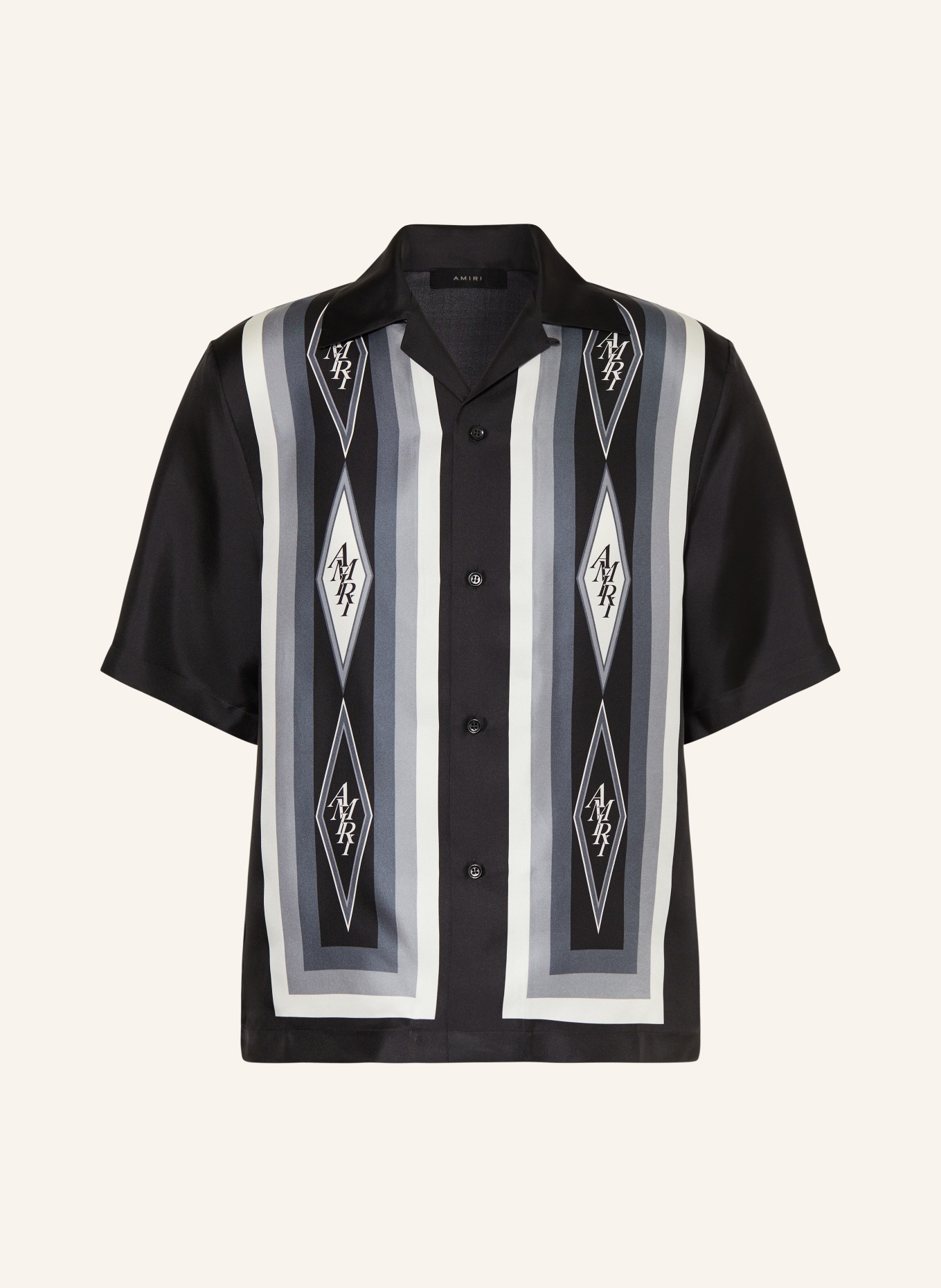 AMIRI Resort shirt DIAMOND comfort fit made of silk, Color: BLACK/ CREAM/ DARK GRAY (Image 1)