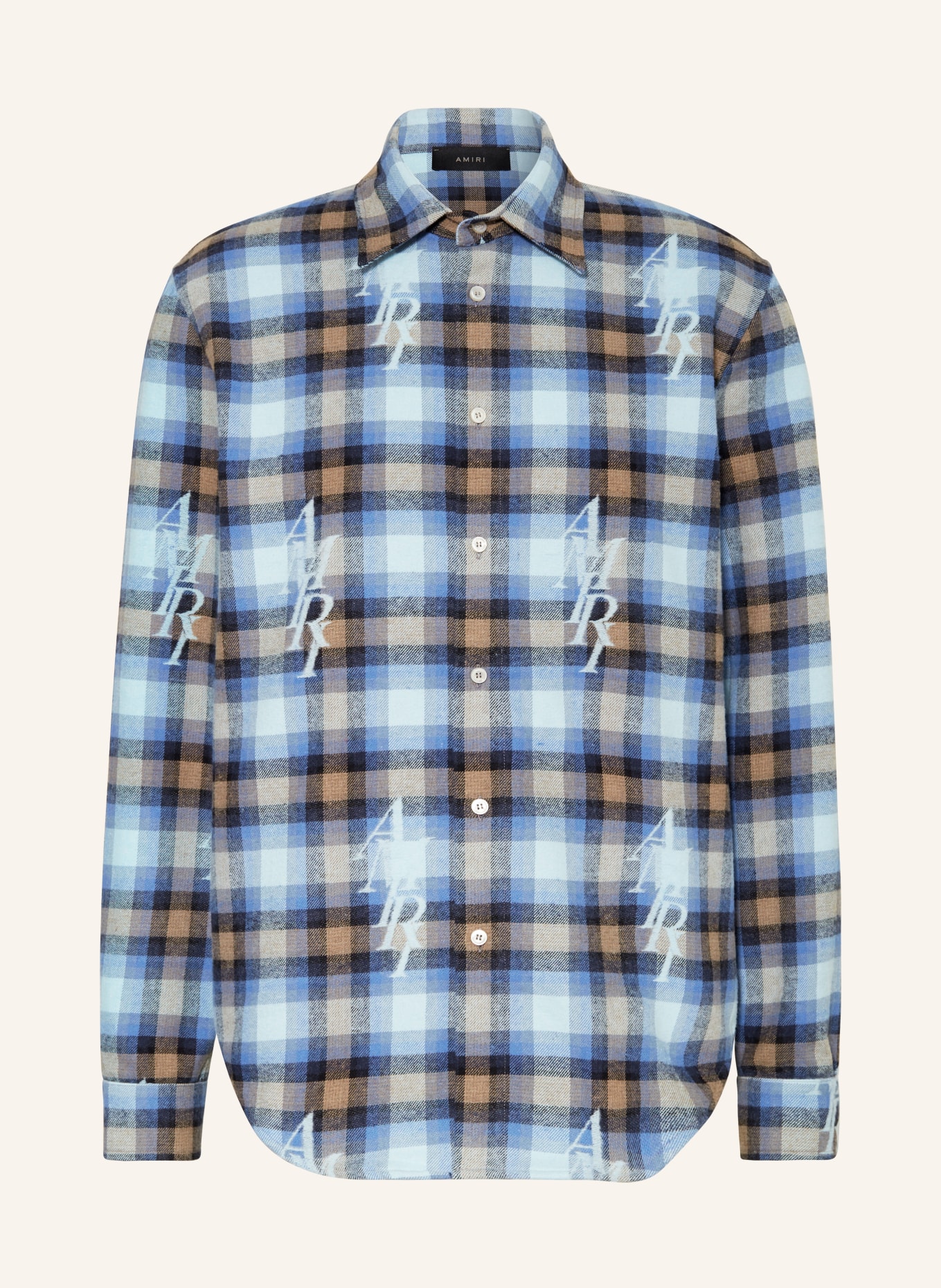 AMIRI Flannel shirt regular fit, Color: BLUE/ DARK BLUE/ BEIGE (Image 1)