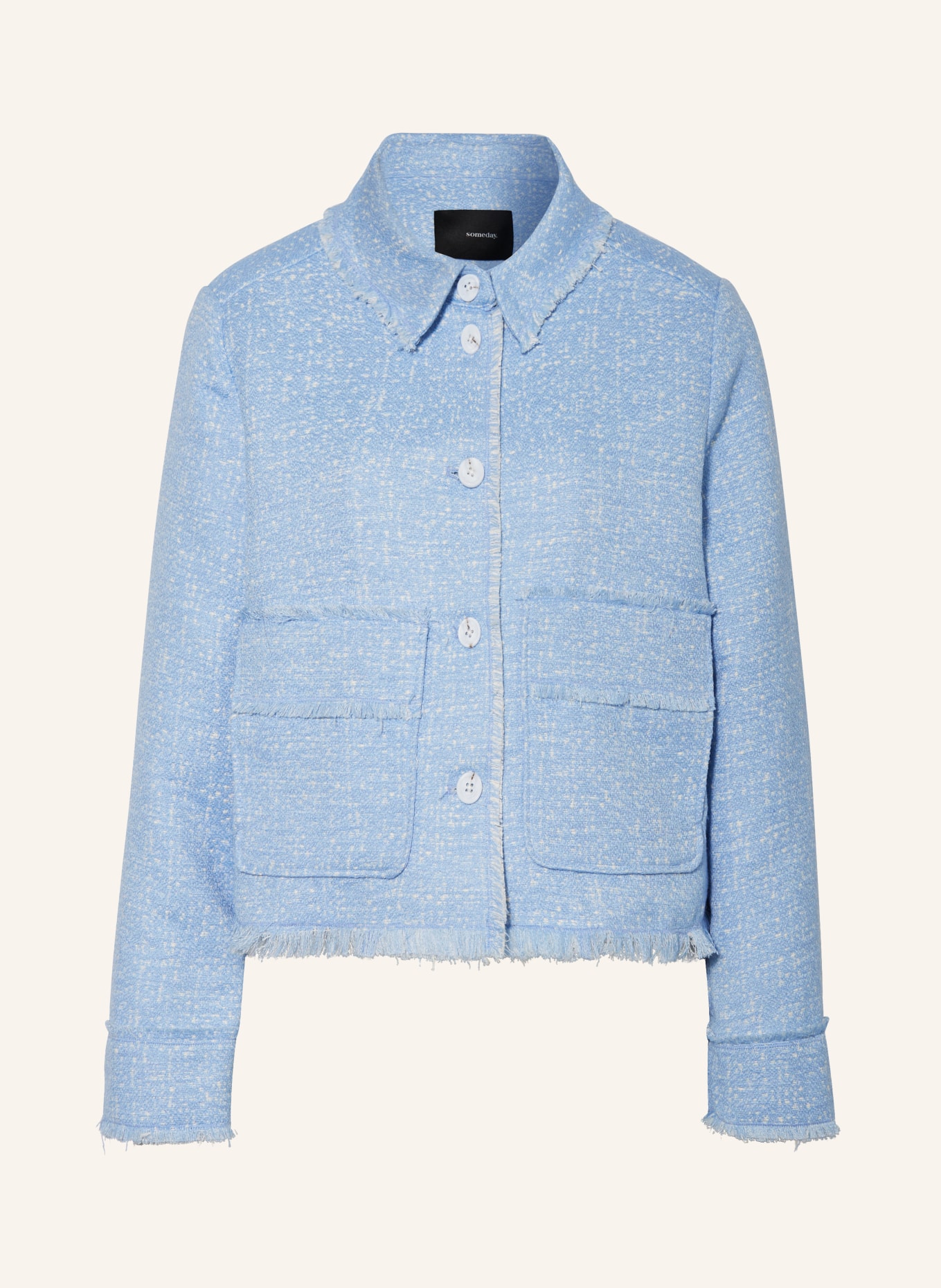 someday Boxy jacket NATSUKI in tweed, Color: LIGHT BLUE (Image 1)
