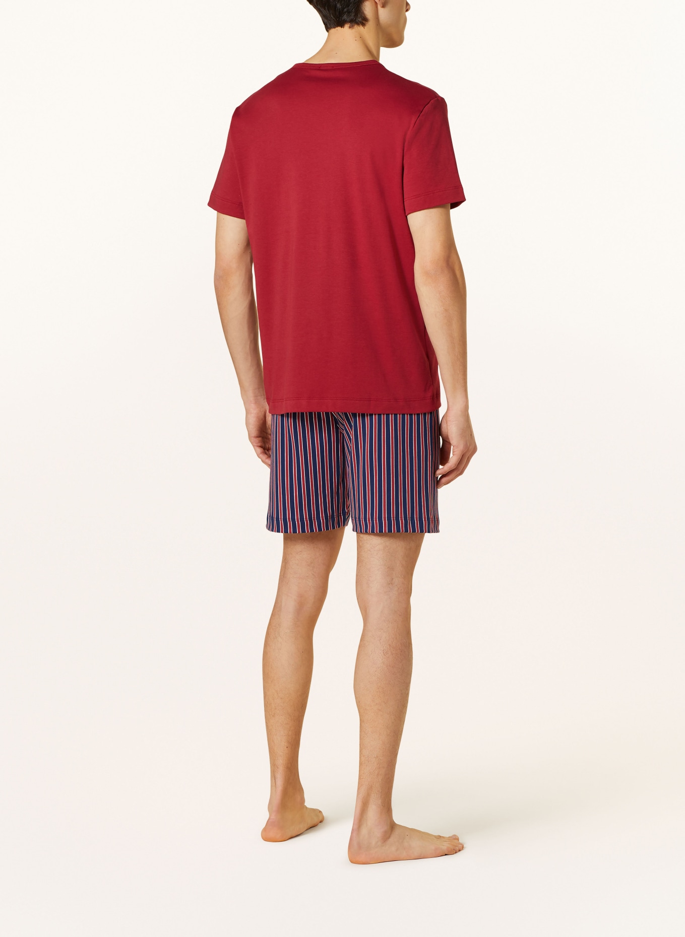 mey Pajama shorts series GRAPHIC STRIPES, Color: DARK BLUE/ DARK RED/ WHITE (Image 3)
