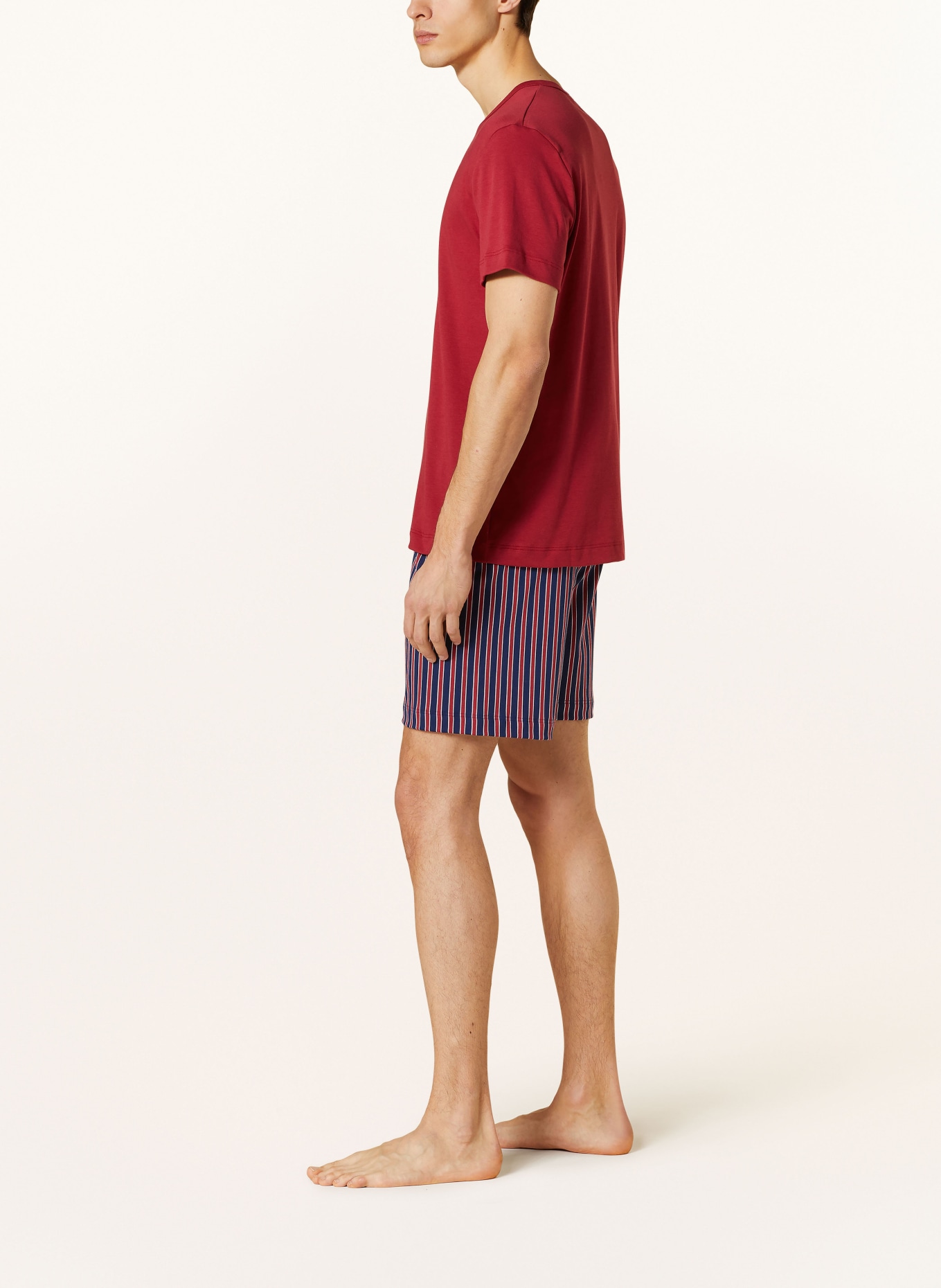 mey Pajama shorts series GRAPHIC STRIPES, Color: DARK BLUE/ DARK RED/ WHITE (Image 4)