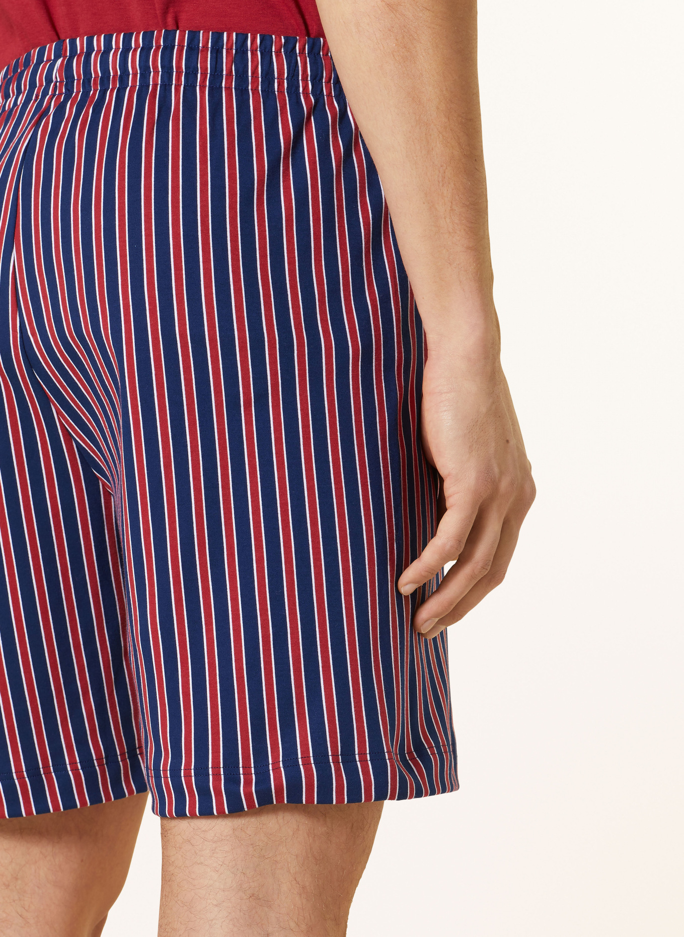 mey Pajama shorts series GRAPHIC STRIPES, Color: DARK BLUE/ DARK RED/ WHITE (Image 6)