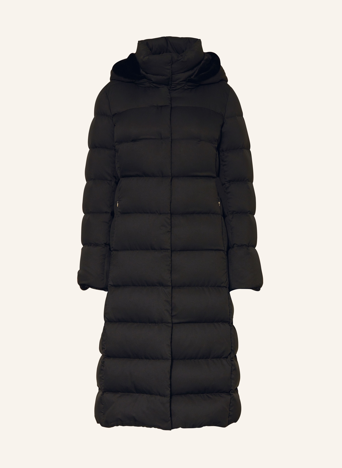 HERNO Péřový kabát s umělou kožešinou, Barva: ČERNÁ (Obrázek 1)