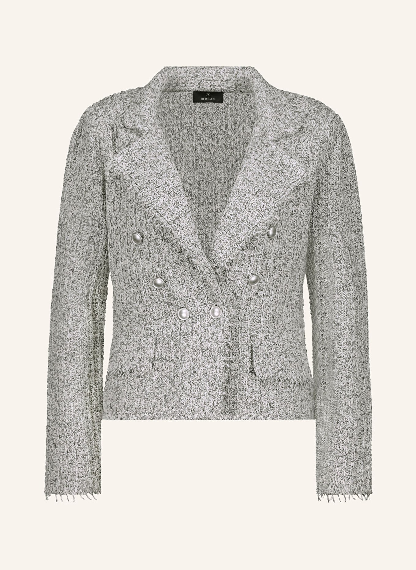 monari Knit blazer with glitter thread, Color: LIGHT GRAY/ DARK GRAY (Image 1)