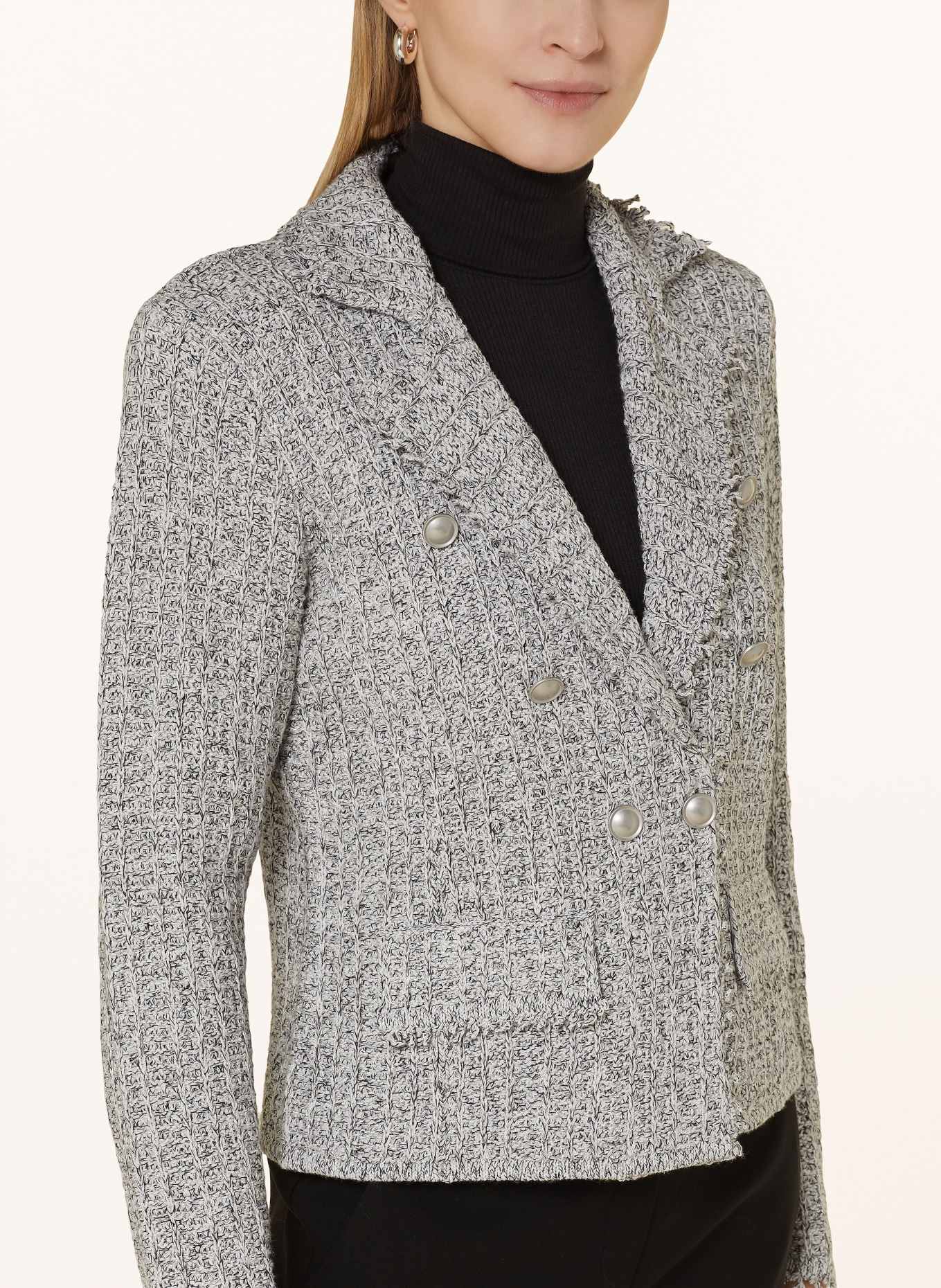 monari Knit blazer with glitter thread, Color: LIGHT GRAY/ DARK GRAY (Image 4)
