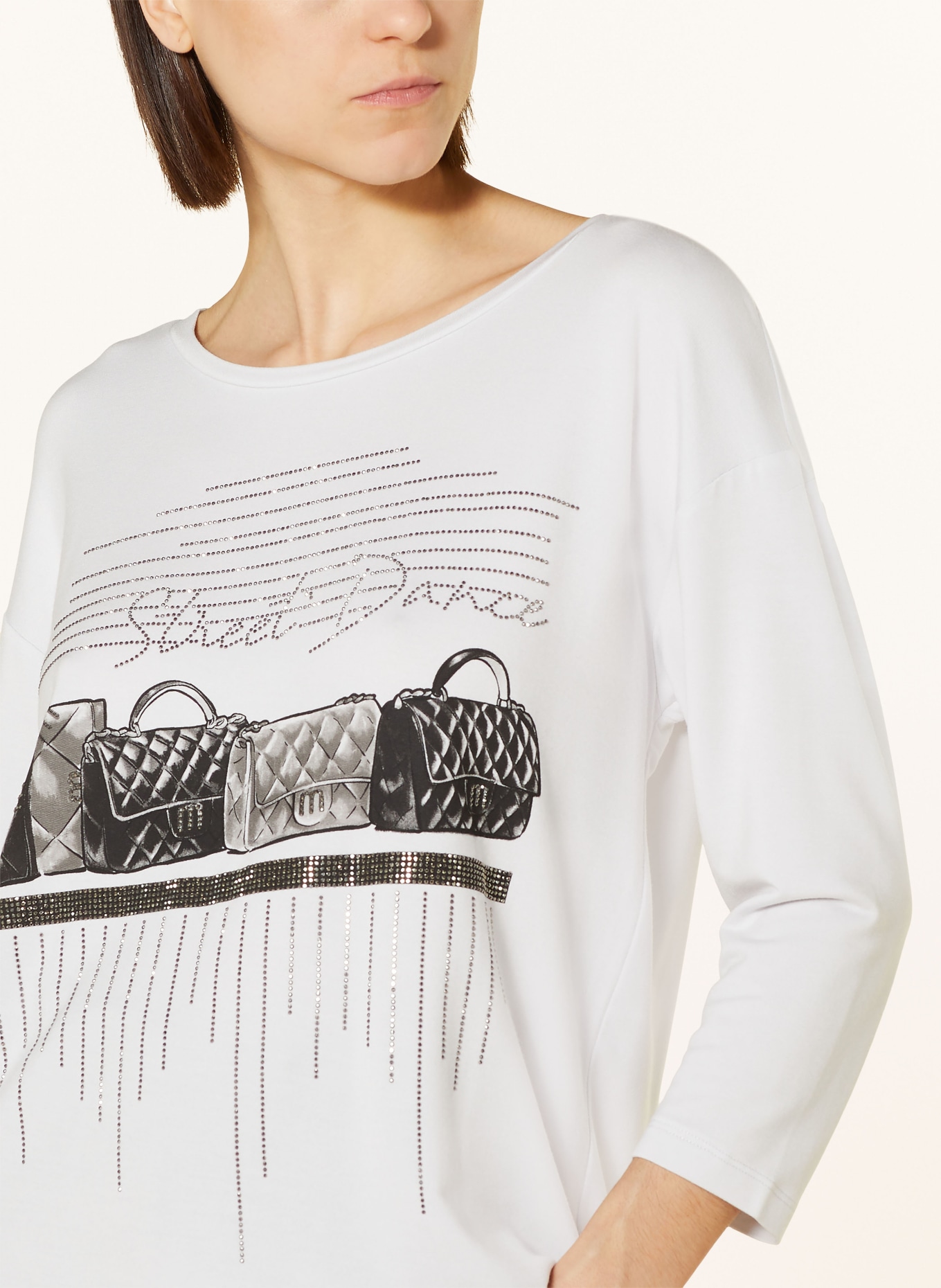 monari Sweatshirt mit Schmucksteinen, Farbe: HELLGRAU/ SCHWARZ/ GRAU (Bild 4)