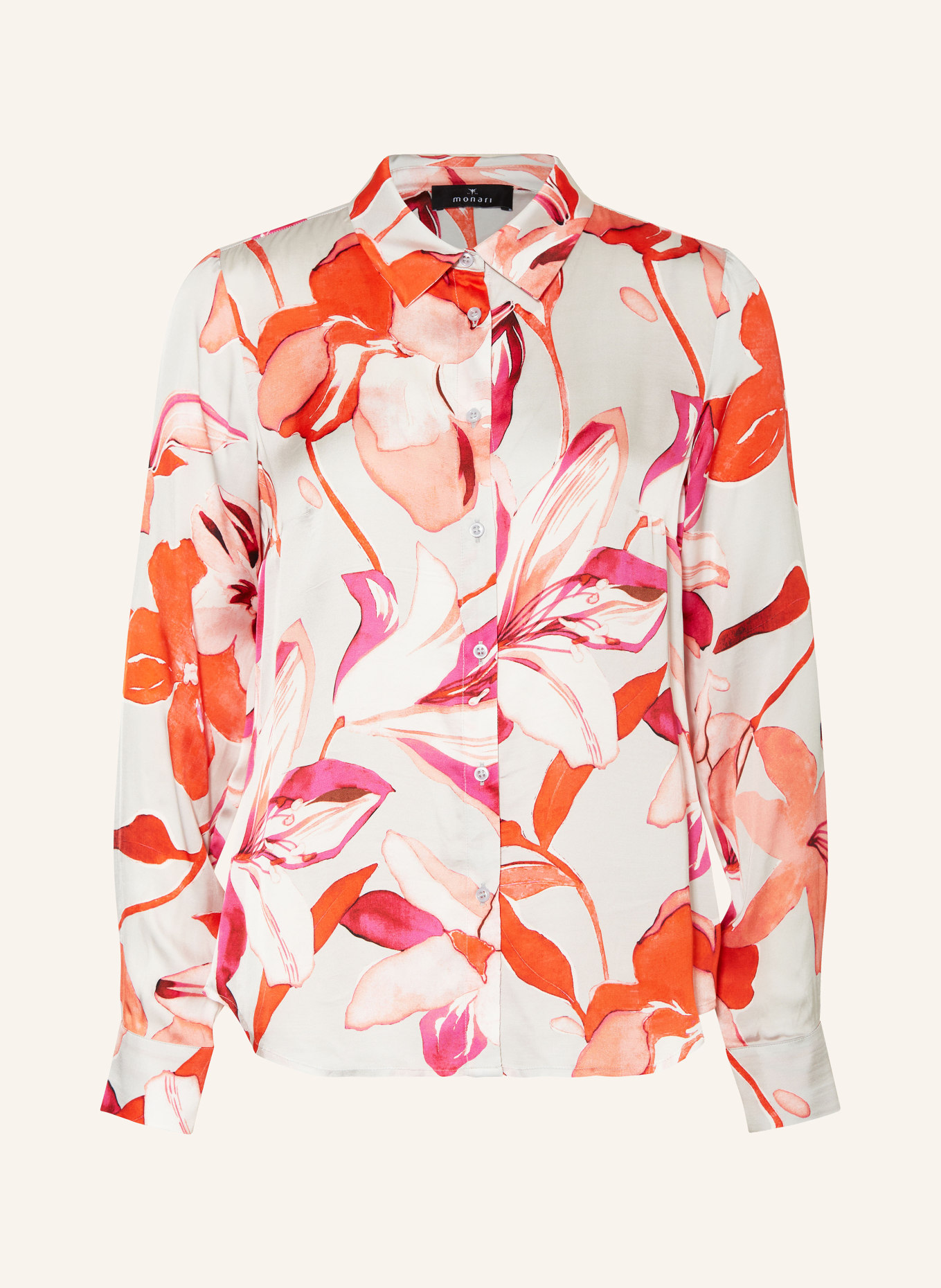 monari Satin shirt blouse, Color: LIGHT GRAY/ ORANGE/ PINK (Image 1)