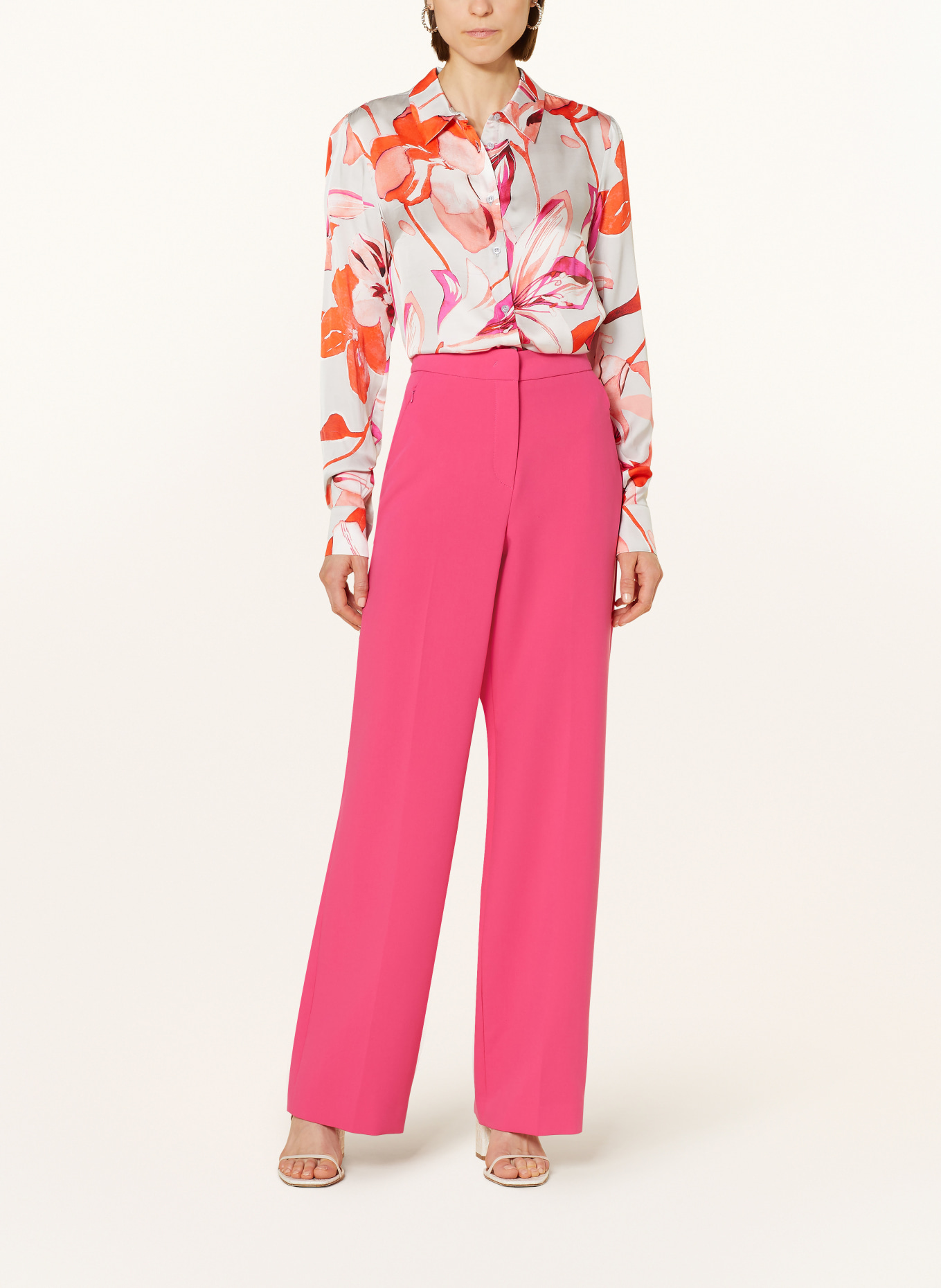 monari Satin shirt blouse, Color: LIGHT GRAY/ ORANGE/ PINK (Image 2)