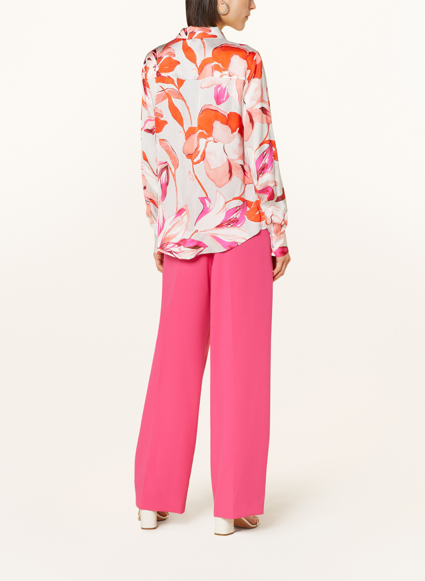 monari Satin shirt blouse, Color: LIGHT GRAY/ ORANGE/ PINK (Image 3)