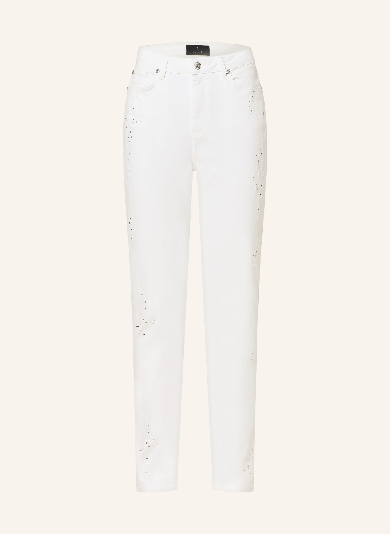 monari Jeans with decorative gems, Color: 102 off-white (Image 1)