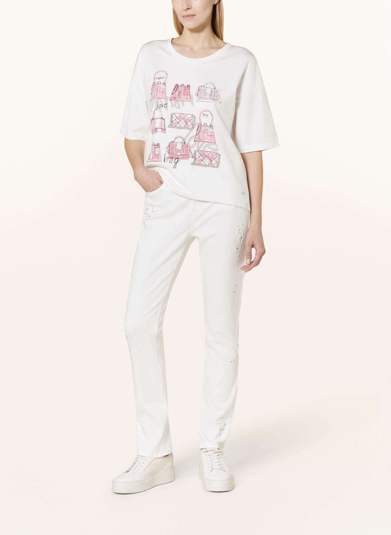 monari Jeans mit Schmucksteinen, Farbe: 102 off-white (Bild 2)