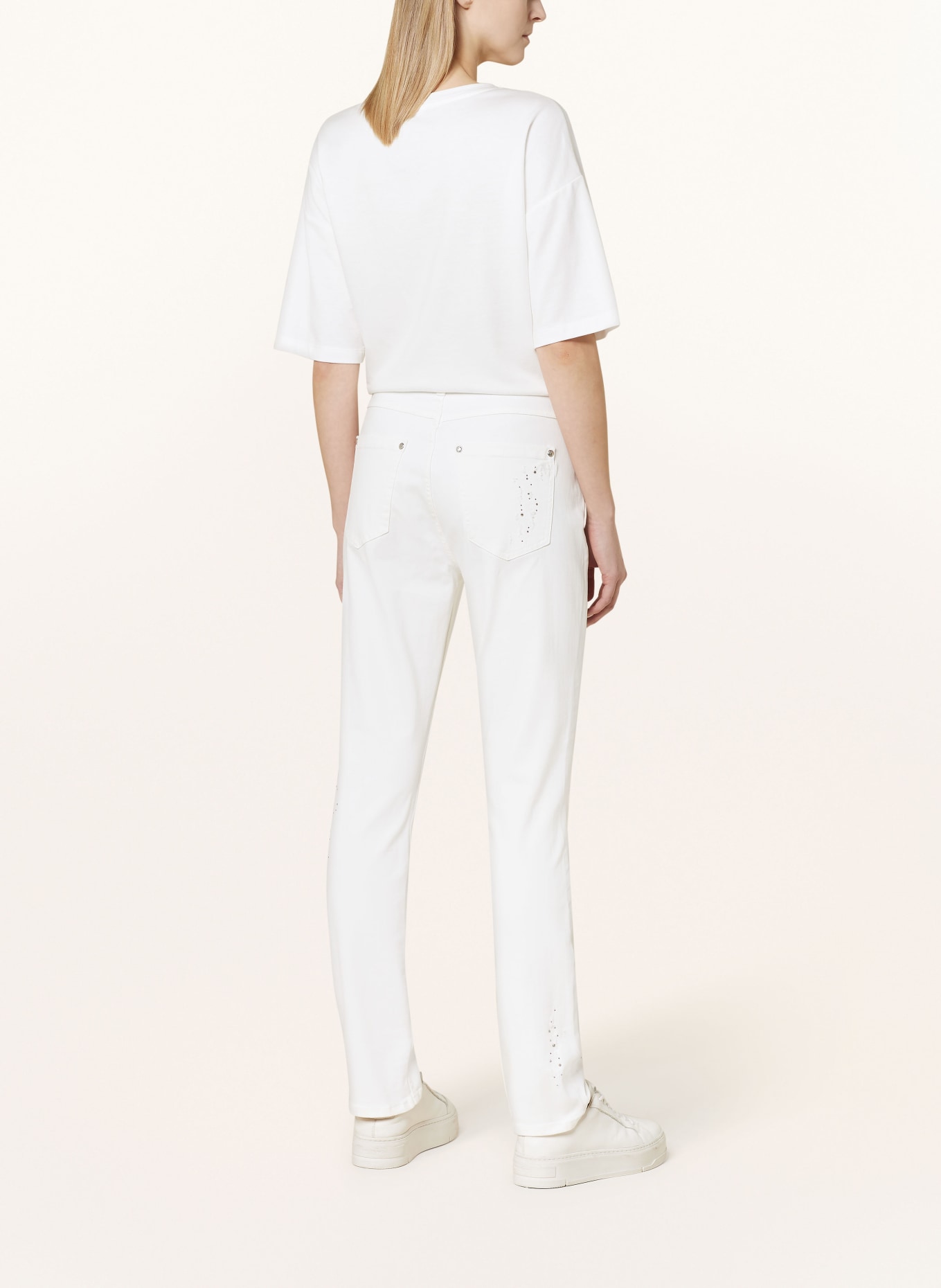 monari Jeans mit Schmucksteinen, Farbe: 102 off-white (Bild 3)